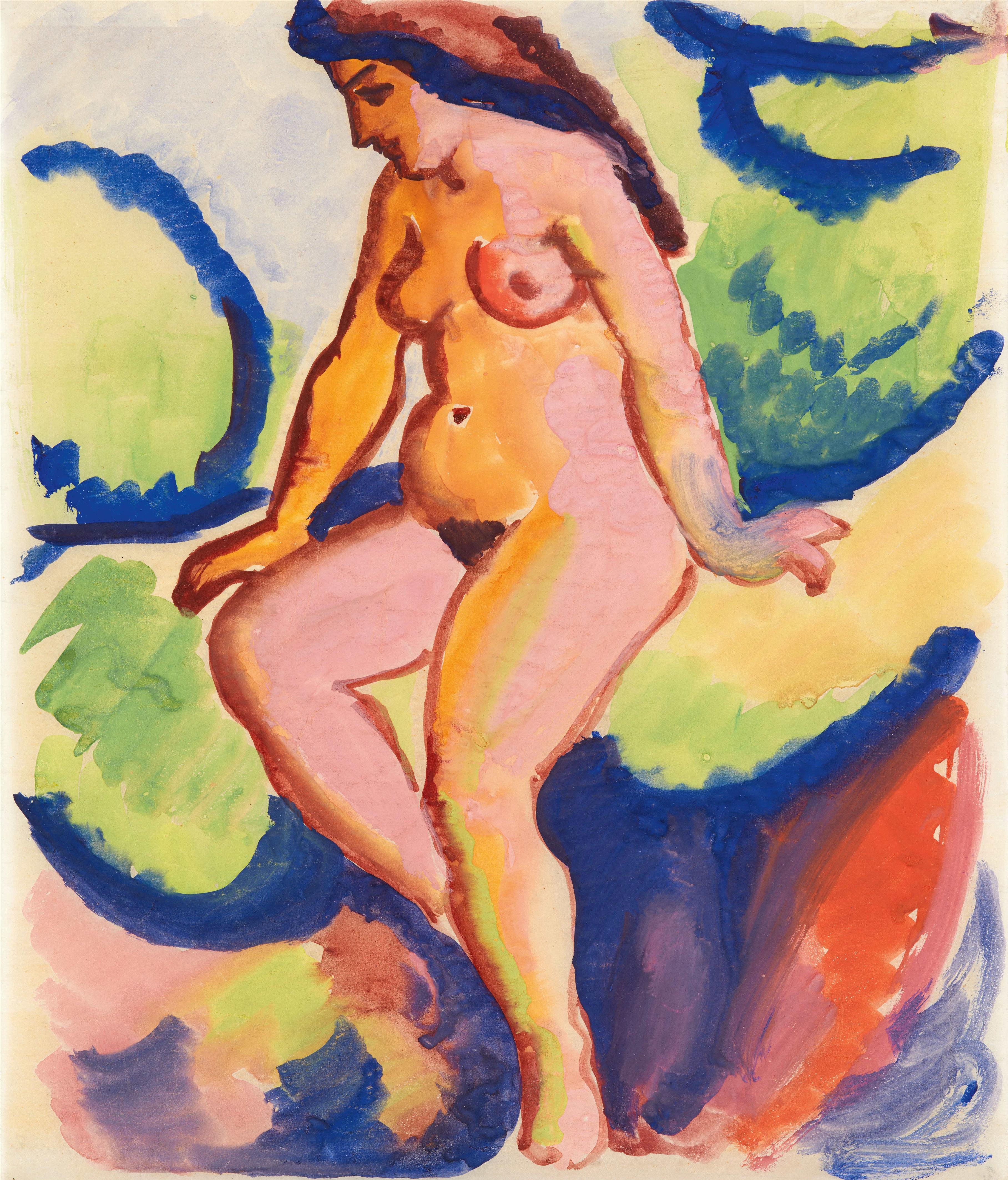 《坐姿第二幕》（Seated Act II）｜奥古斯特·马克 August Macke｜1912