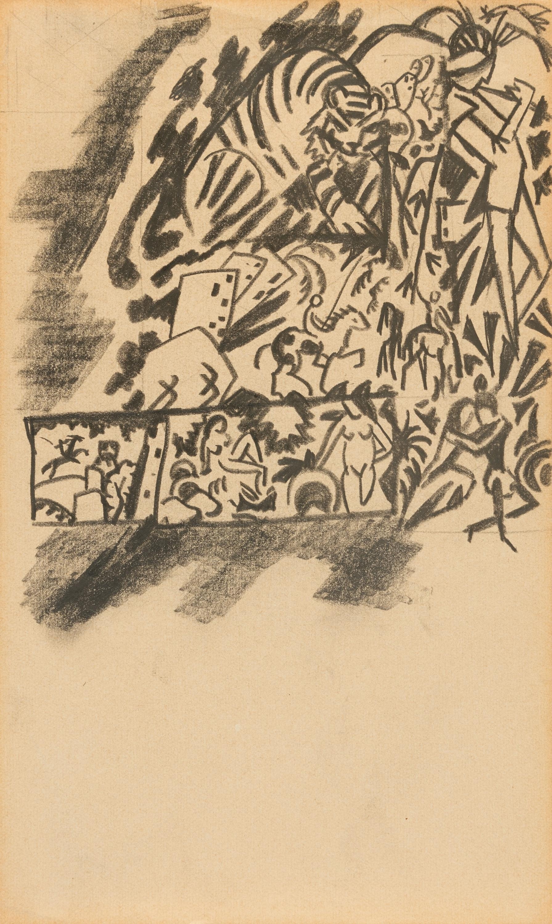 《狩猎老虎设计》（Tiger hunting design）｜奥古斯特·马克 August Macke｜1912