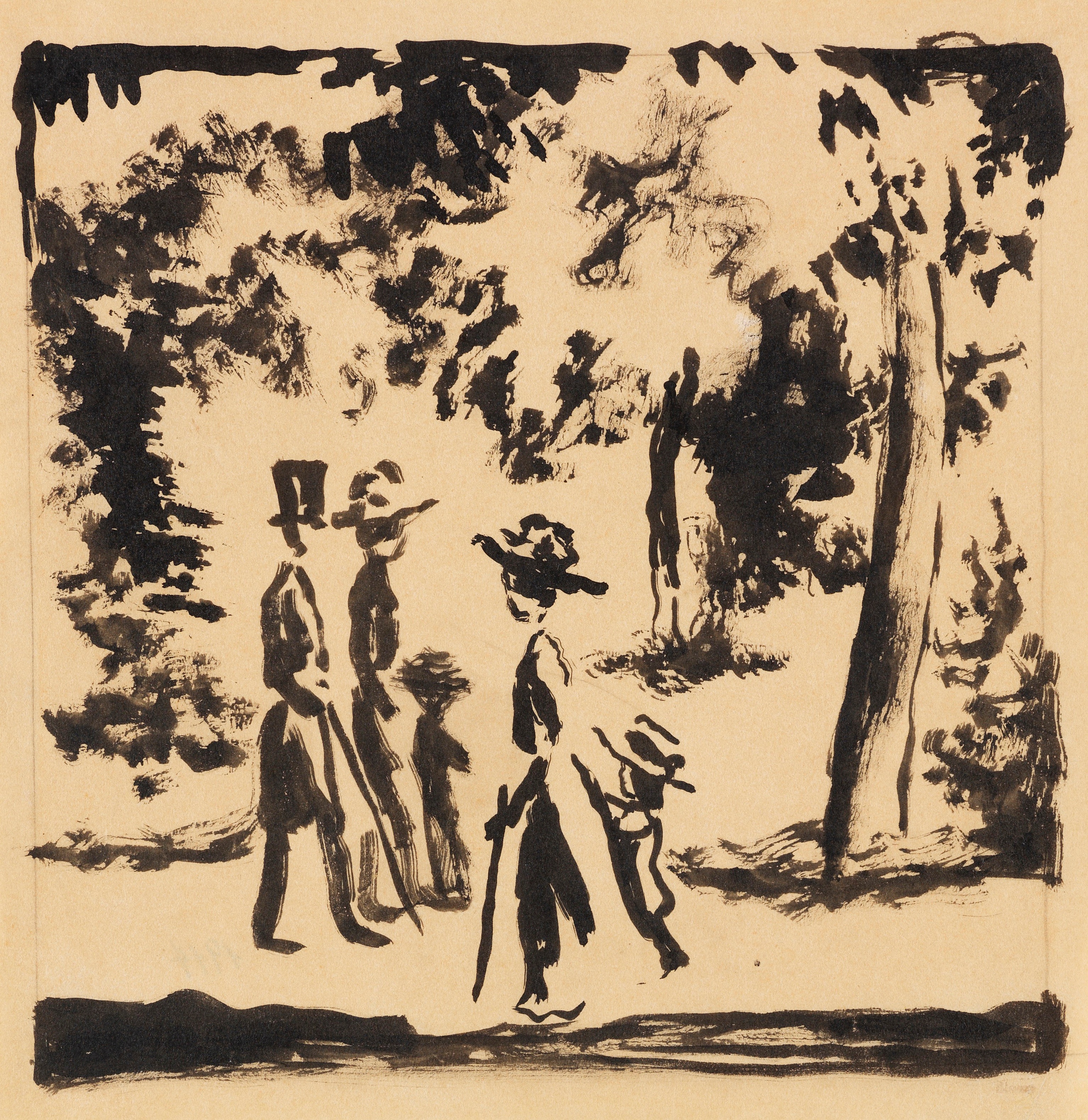 《公园里的步行者》（Walkers in the park）｜奥古斯特·马克 August Macke｜1912