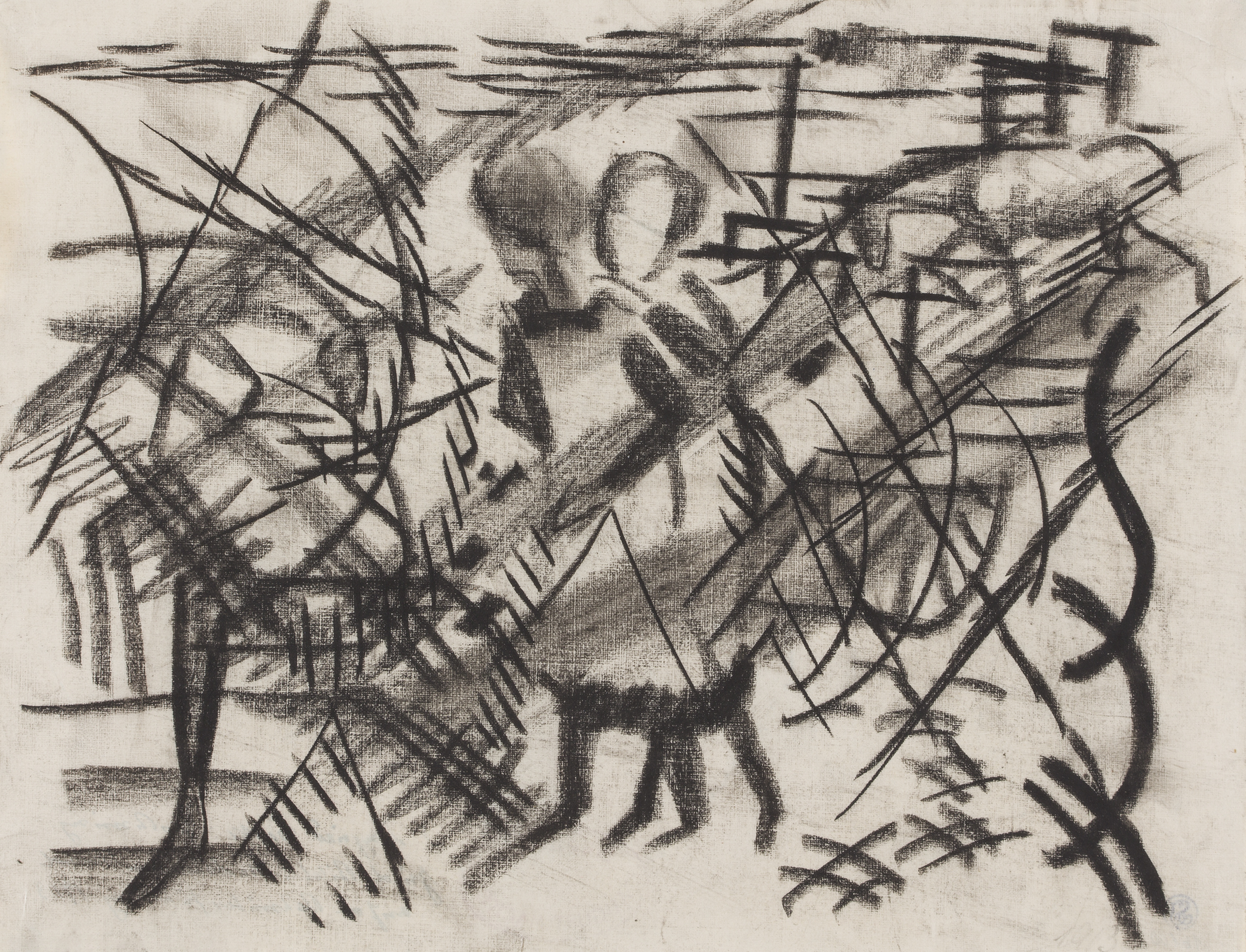 《晚上铁路道口上的女孩》（Girls on the Railway Crossover in the Evening）｜奥古斯特·马克 August Macke｜1913