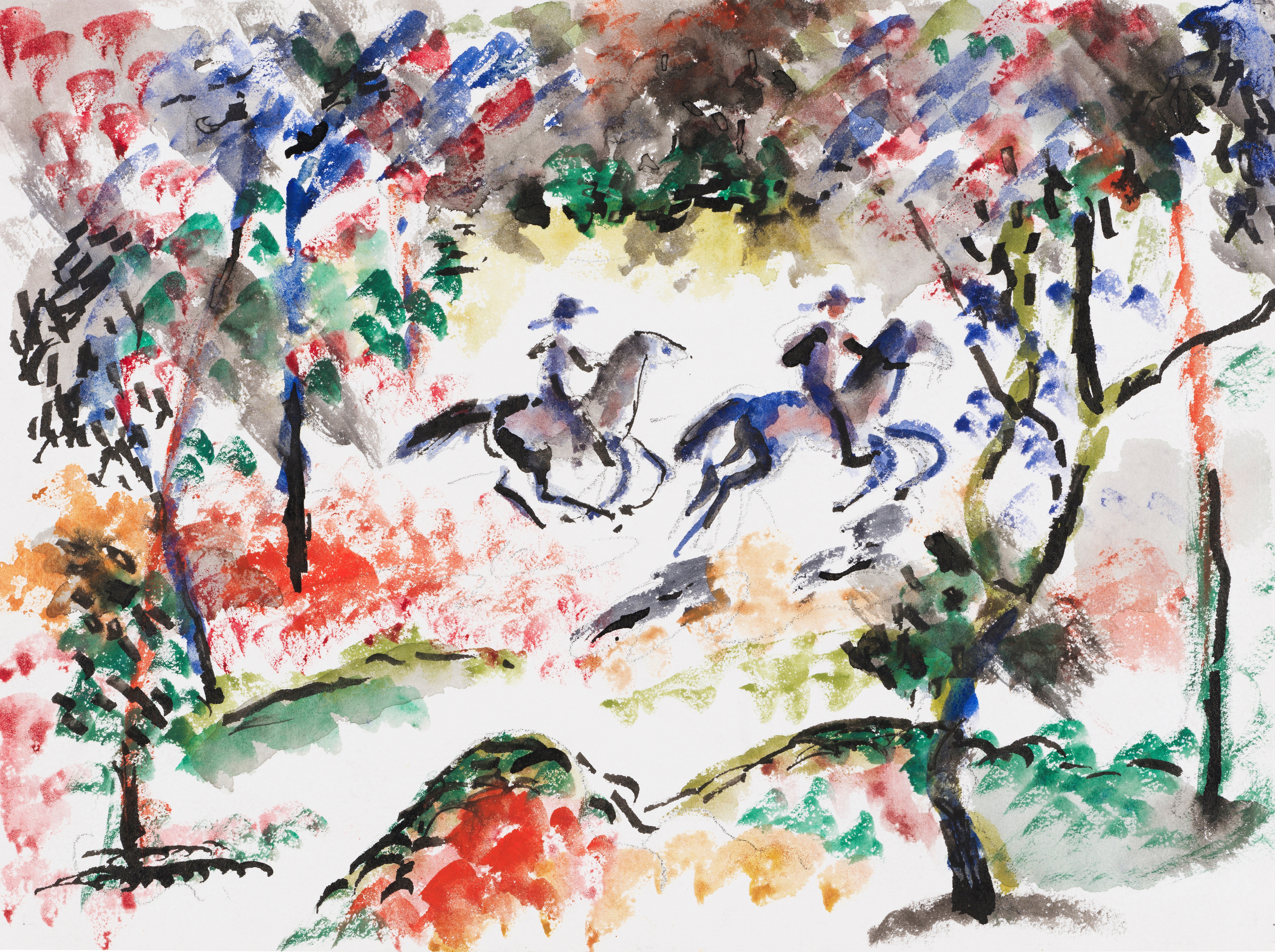 《森林里的骑手》（Rider in the forest）｜奥古斯特·马克 August Macke｜1913