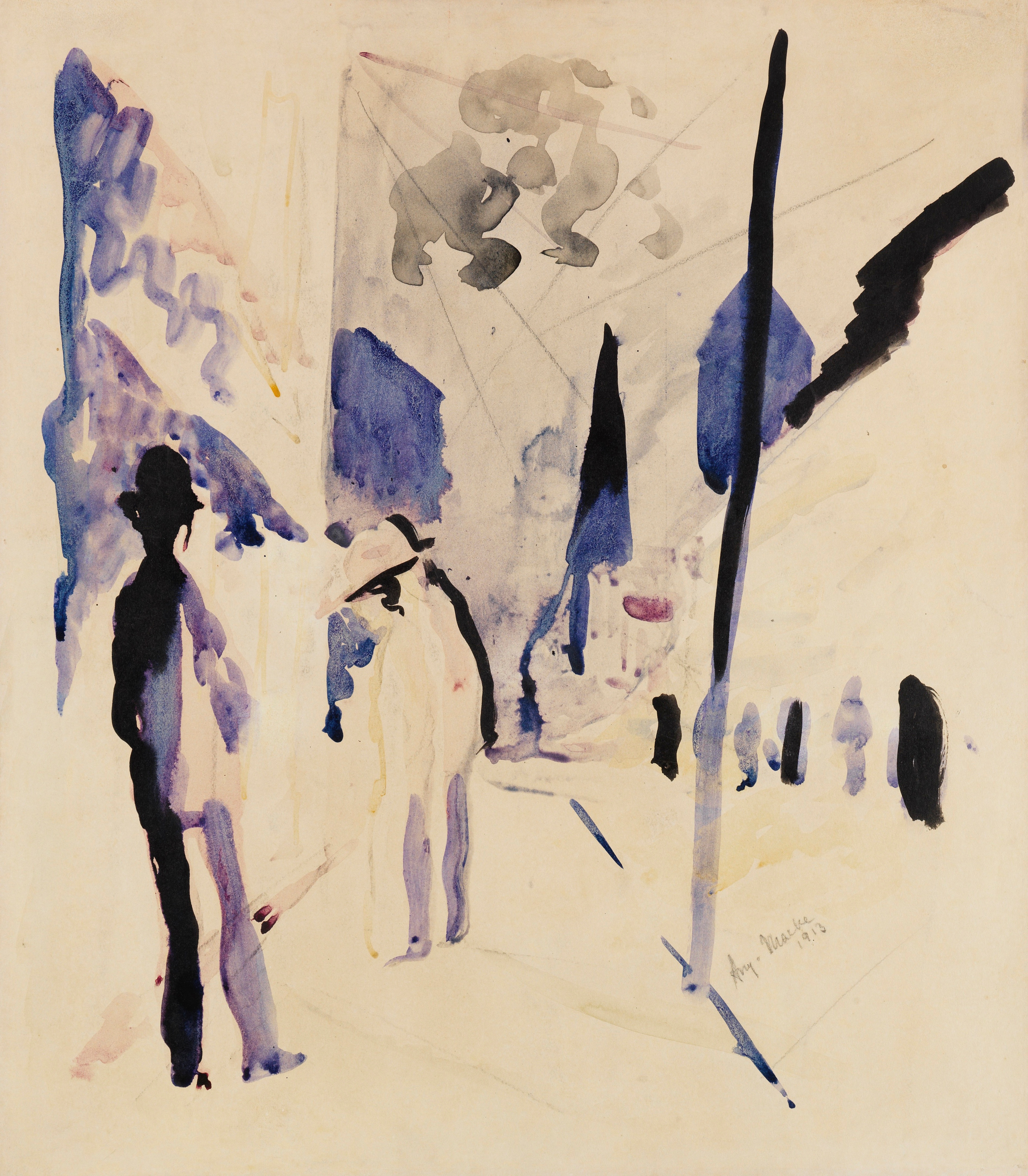 《傍晚的街道》（Street in the evening）｜奥古斯特·马克 August Macke｜1913