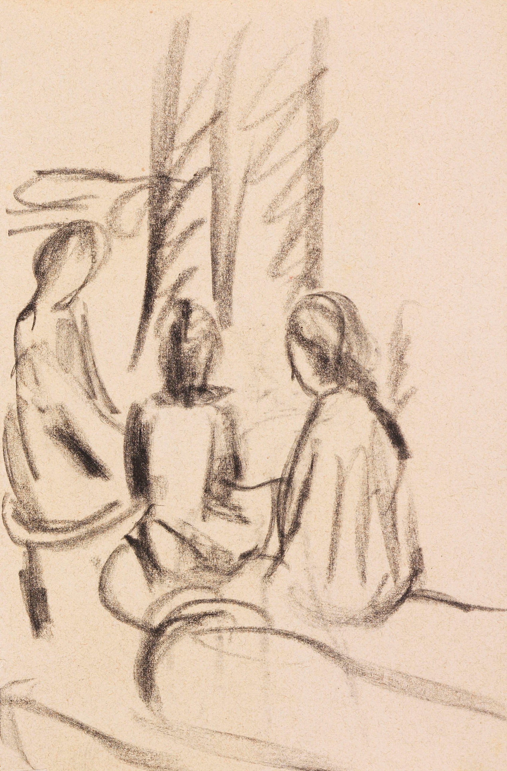 《对坐着的女孩的研究》（Study of seated girls）｜奥古斯特·马克 August Macke｜1913