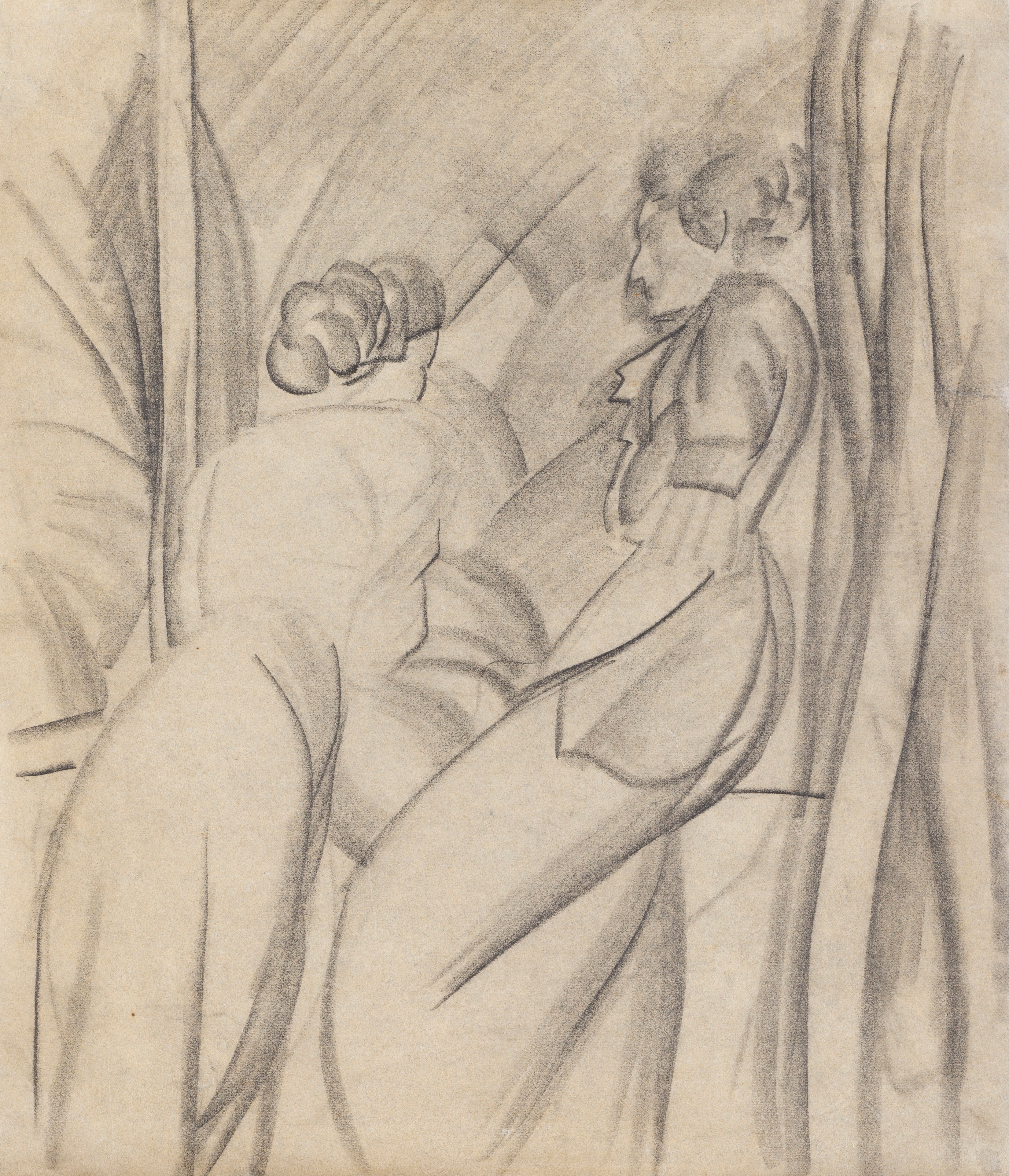 《窗前的两个女人（伊丽莎白·麦克和艾玛·吕贝克-乔布）》（Two women at the window (Elisabeth Macke and Emma Lübbecke-Job)）｜奥古斯特·马克 August Macke｜1913
