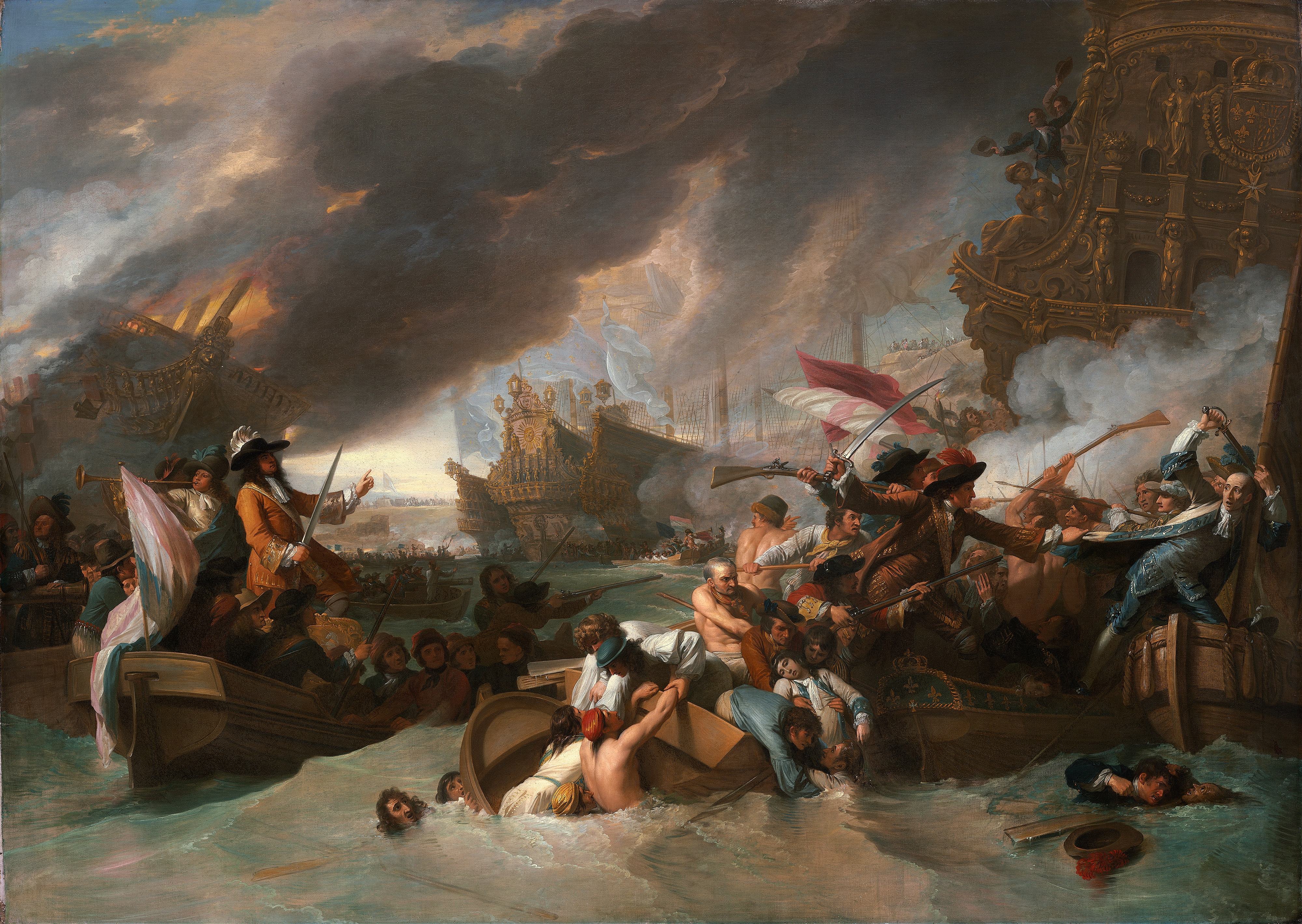 《拉霍格战役》（The Battle of La Hogue）｜本杰明·韦斯特 Benjamin West｜约. 1778