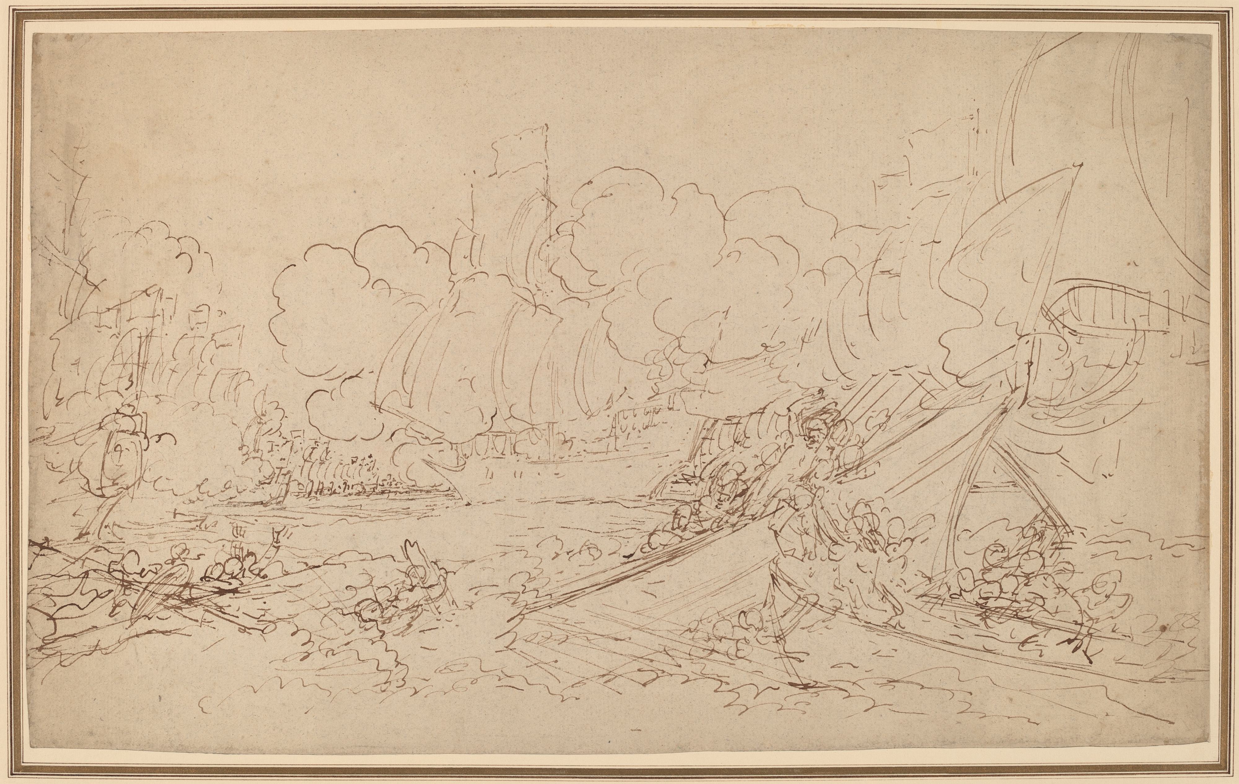 《拉霍格战役研究（右页）》（Study for The Battle of La Hogue (recto)）｜本杰明·韦斯特 Benjamin West｜1778