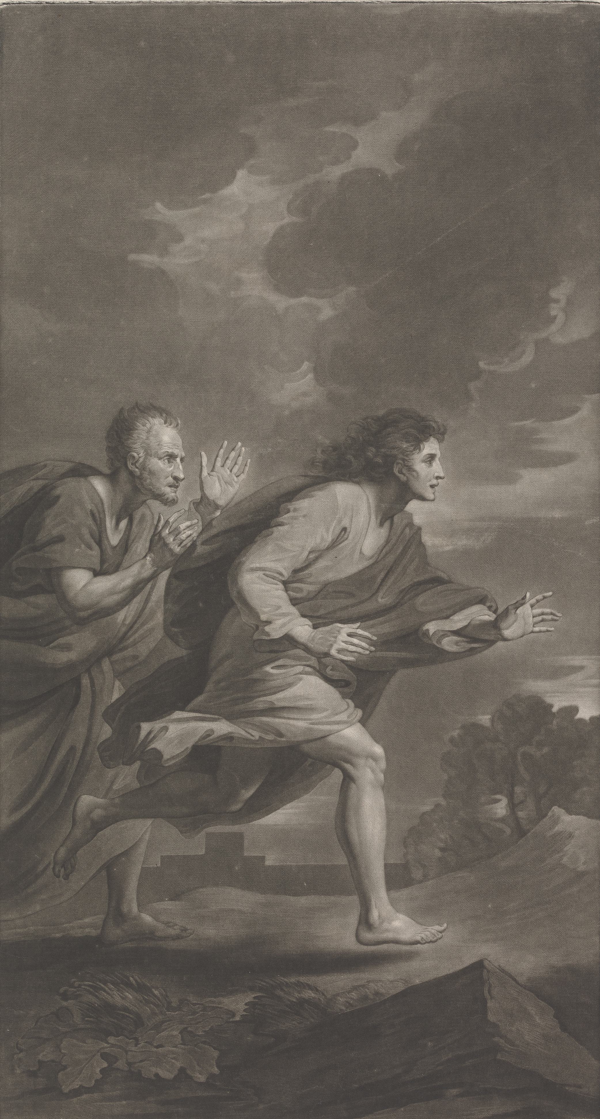 《彼得和约翰前往坟墓》（Peter and John Going to the Sepulchre）｜本杰明·韦斯特 Benjamin West｜1784