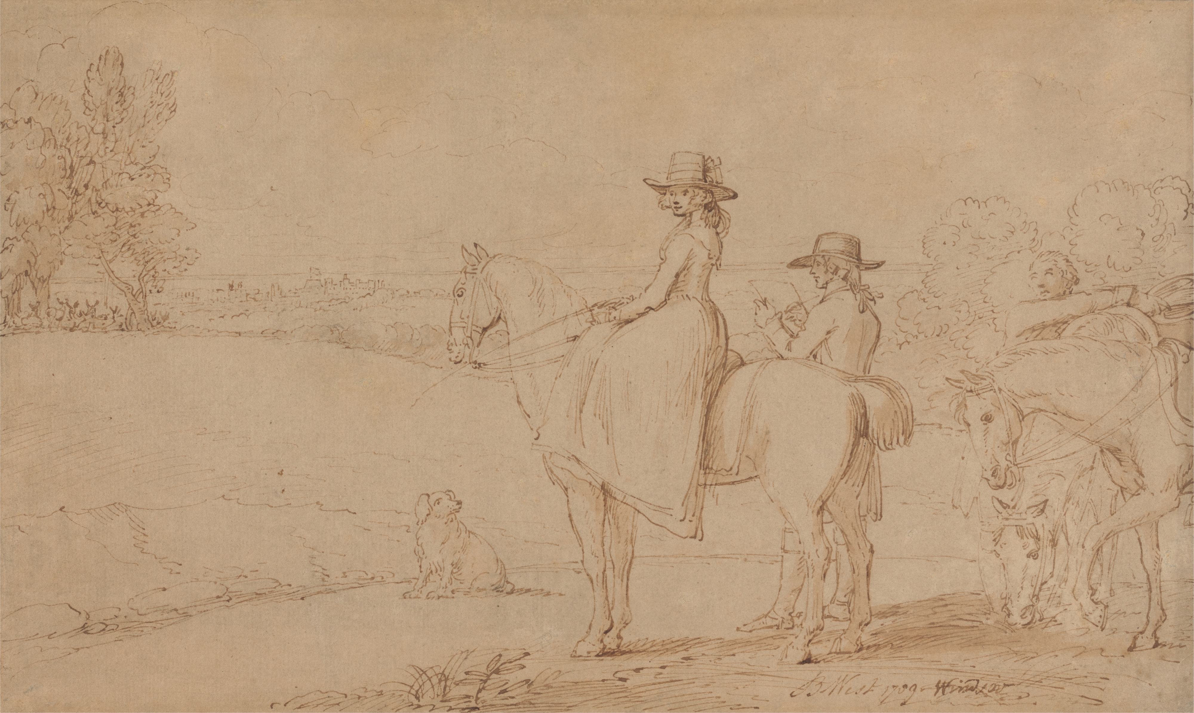 《一位艺术家在温莎公园写生》（An Artist Sketching in Windsor Park）｜本杰明·韦斯特 Benjamin West｜1789