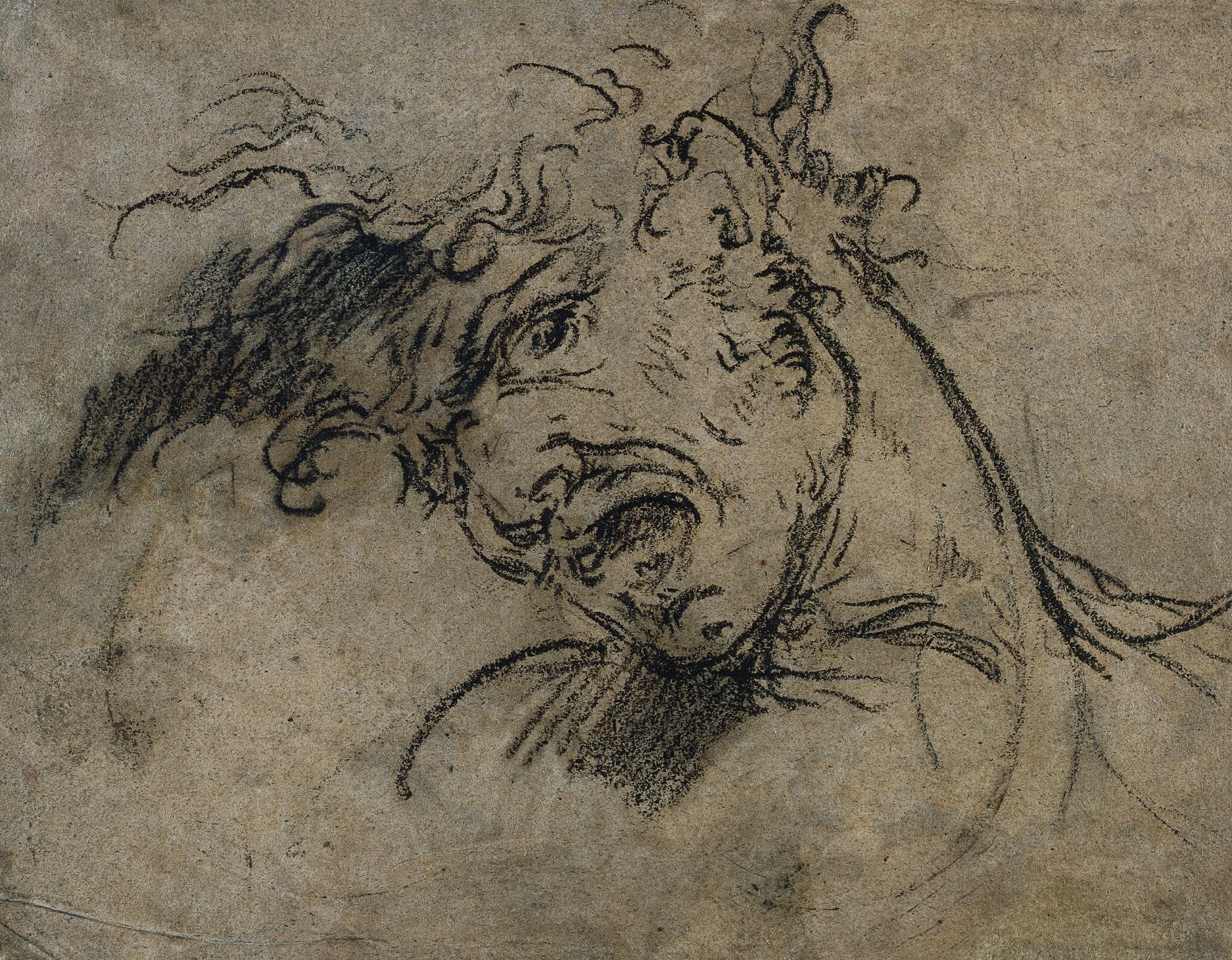 《尖叫男人的头像（右页）》（Head of a Screaming Man (recto)）｜本杰明·韦斯特 Benjamin West｜1792