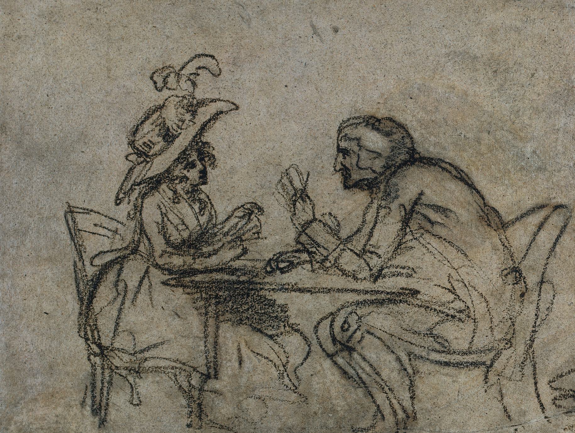 《女人和男人打牌（反面）》（Woman and Man Playing Cards (verso)）｜本杰明·韦斯特 Benjamin West｜1792
