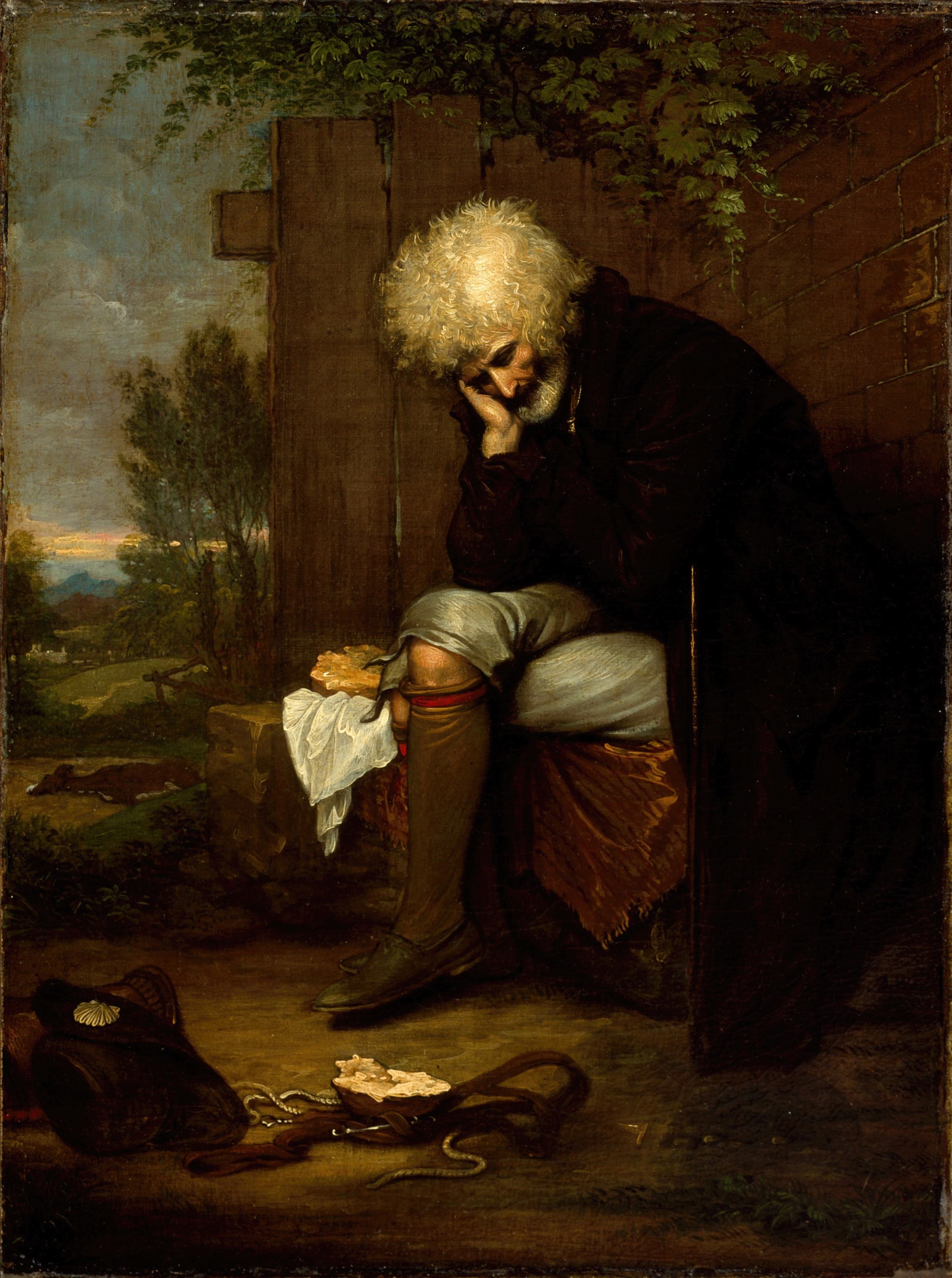 《朝圣者哀悼他死去的屁股》（The Pilgrim Mourning His Dead Ass）｜本杰明·韦斯特 Benjamin West｜1800