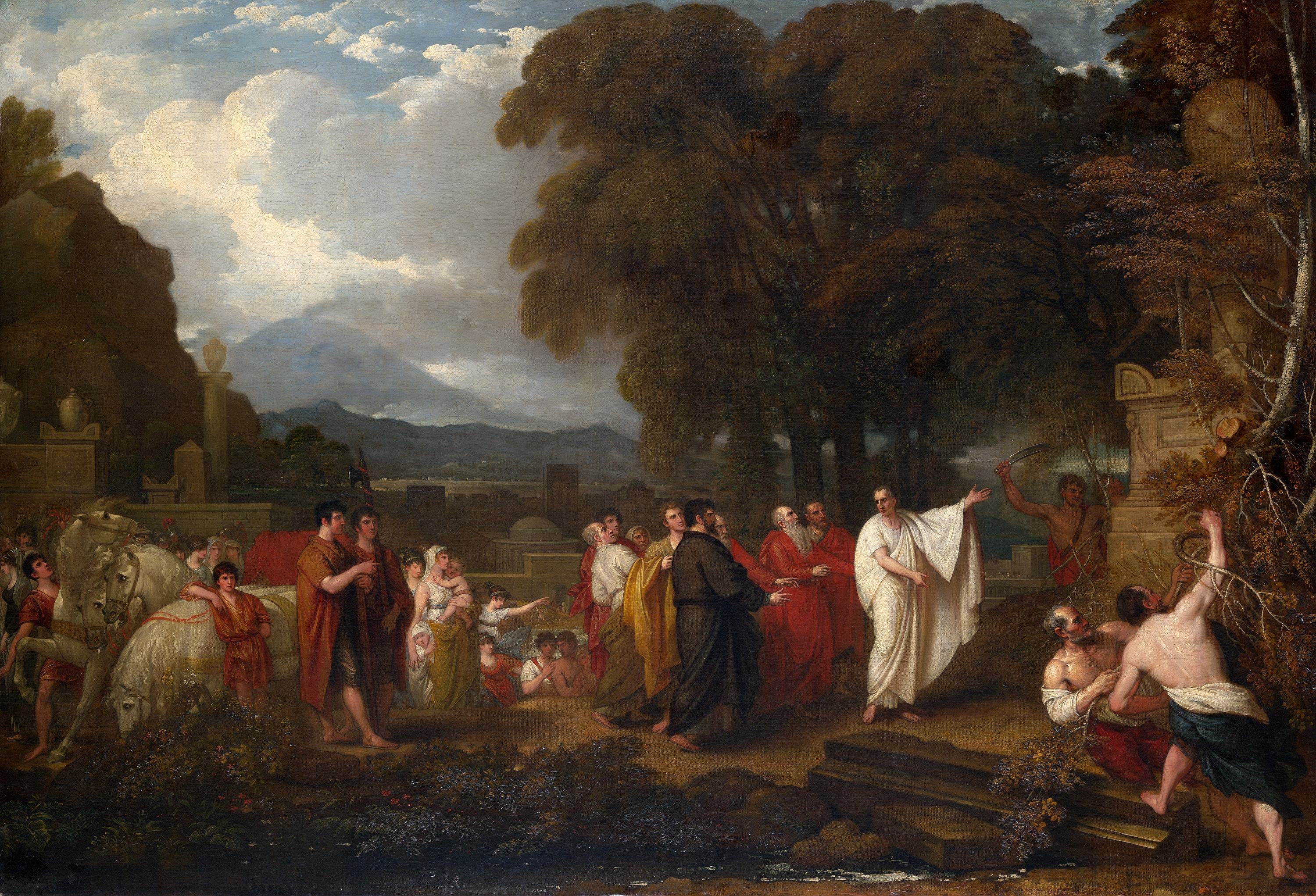 《西塞罗发现阿基米德之墓》（Cicero Discovering the Tomb of Archimedes）｜本杰明·韦斯特 Benjamin West｜1804