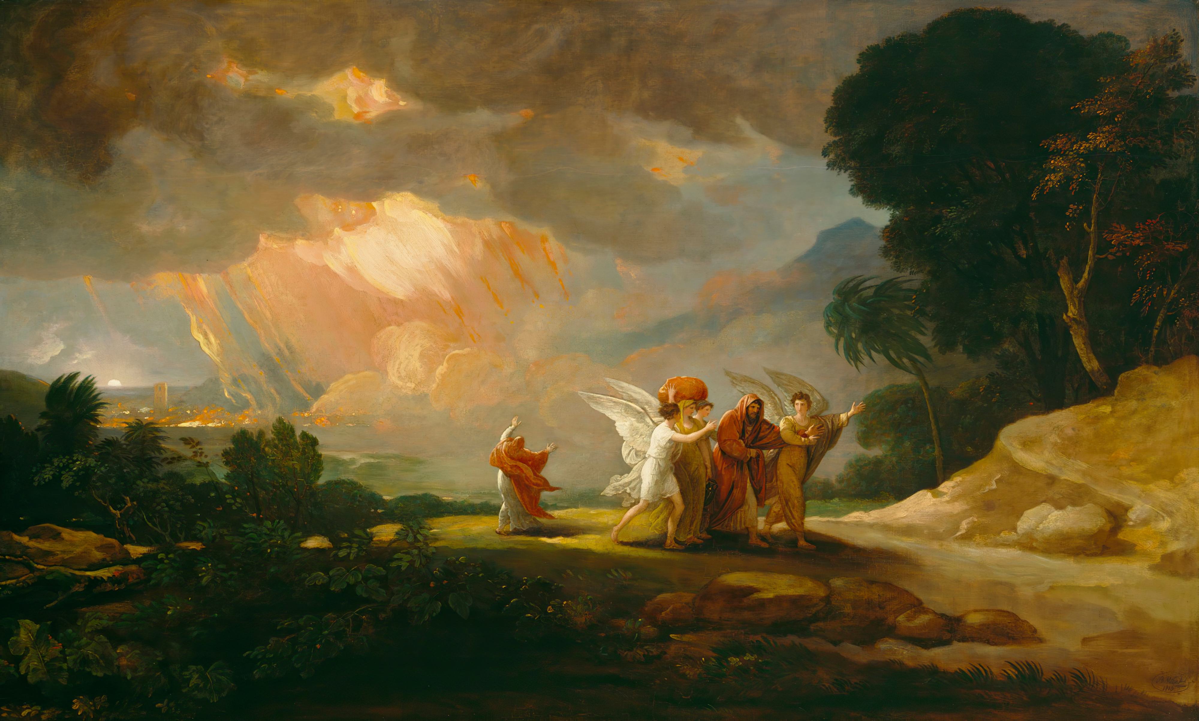 《罗得逃离所多玛》（Lot Fleeing from Sodom）｜本杰明·韦斯特 Benjamin West｜1810