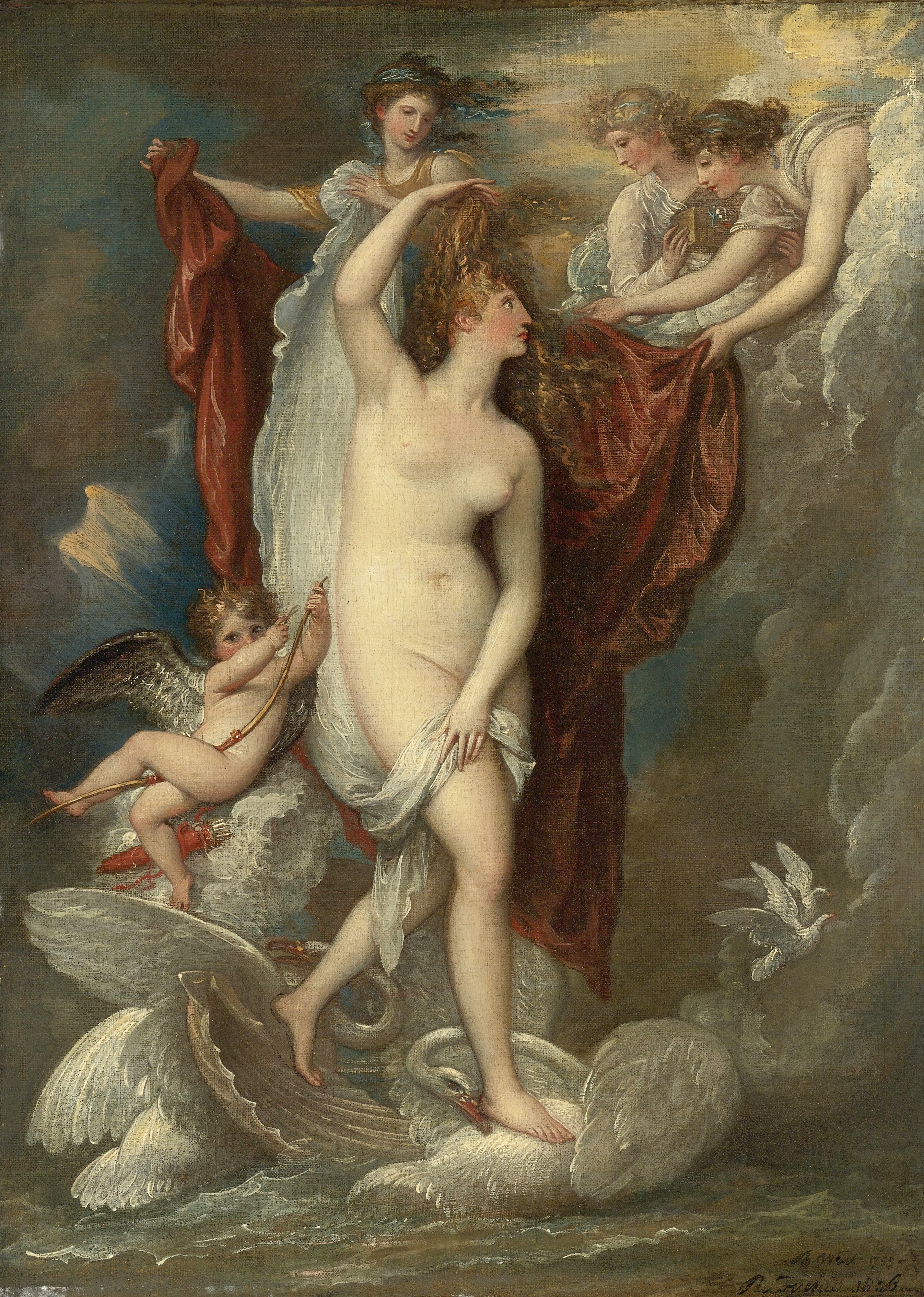 《维纳斯出生时由美惠三女神打扮》（Venus At Her Birth Attired By The Three Graces）｜本杰明·韦斯特 Benjamin West｜不明