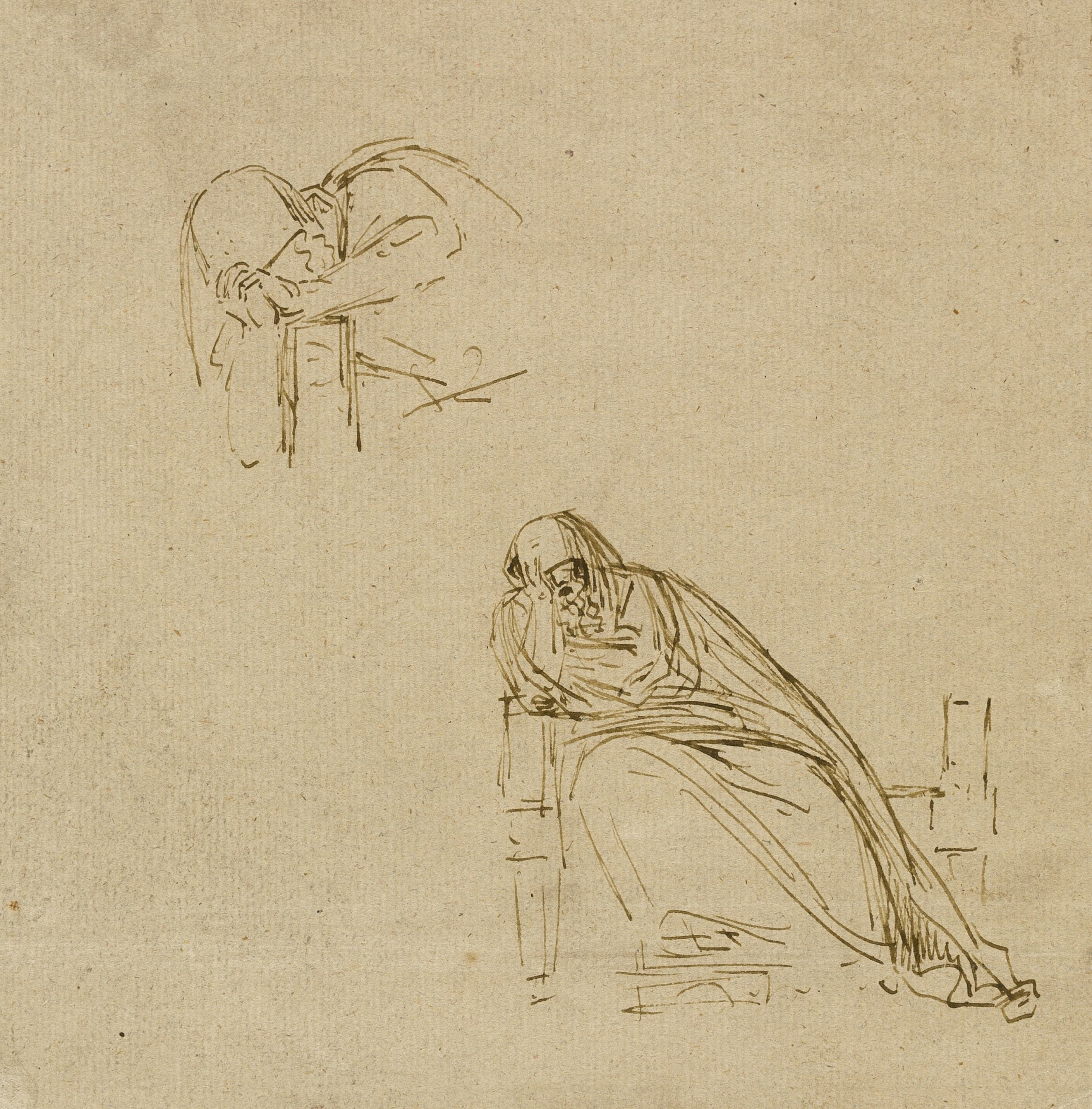 《两个哭泣的女人的素描》（Two Sketches of a Weeping Woman）｜本杰明·韦斯特 Benjamin West｜不明