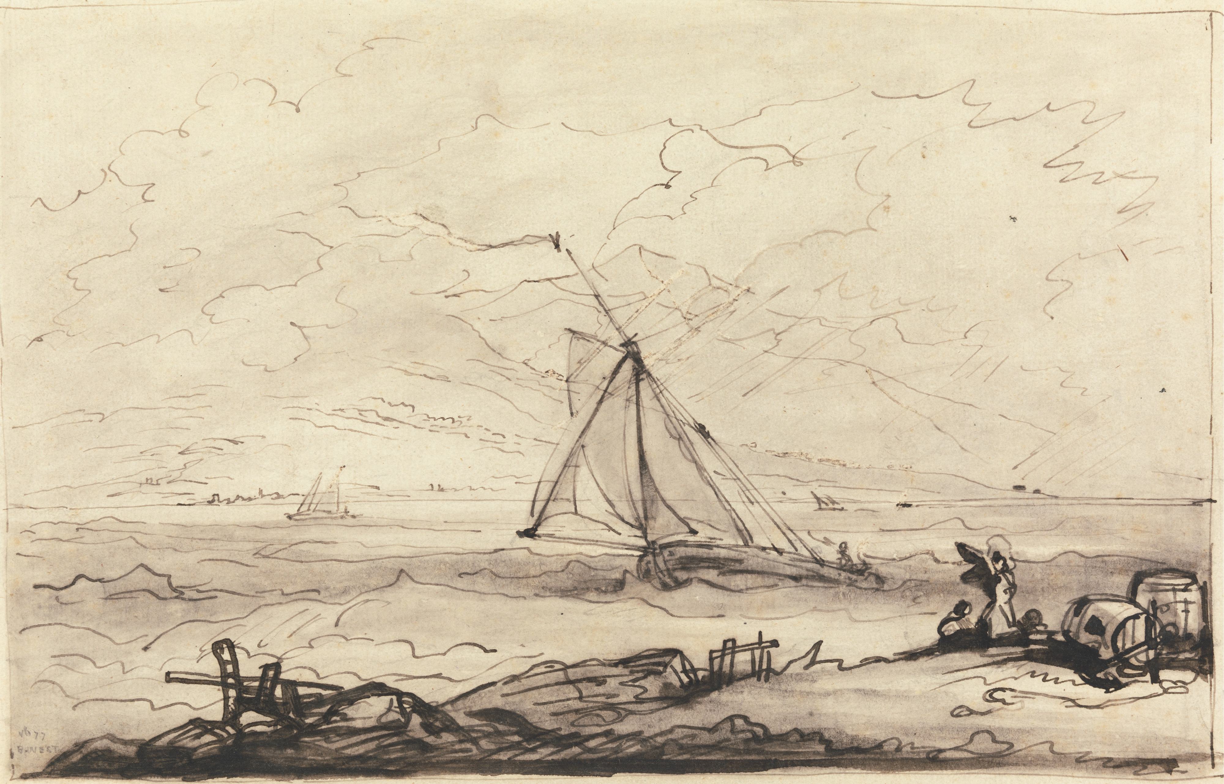 《山区海岸的一场暴风雨》（A Squall off a Mountainous Coast）｜本杰明·韦斯特 Benjamin West｜不明
