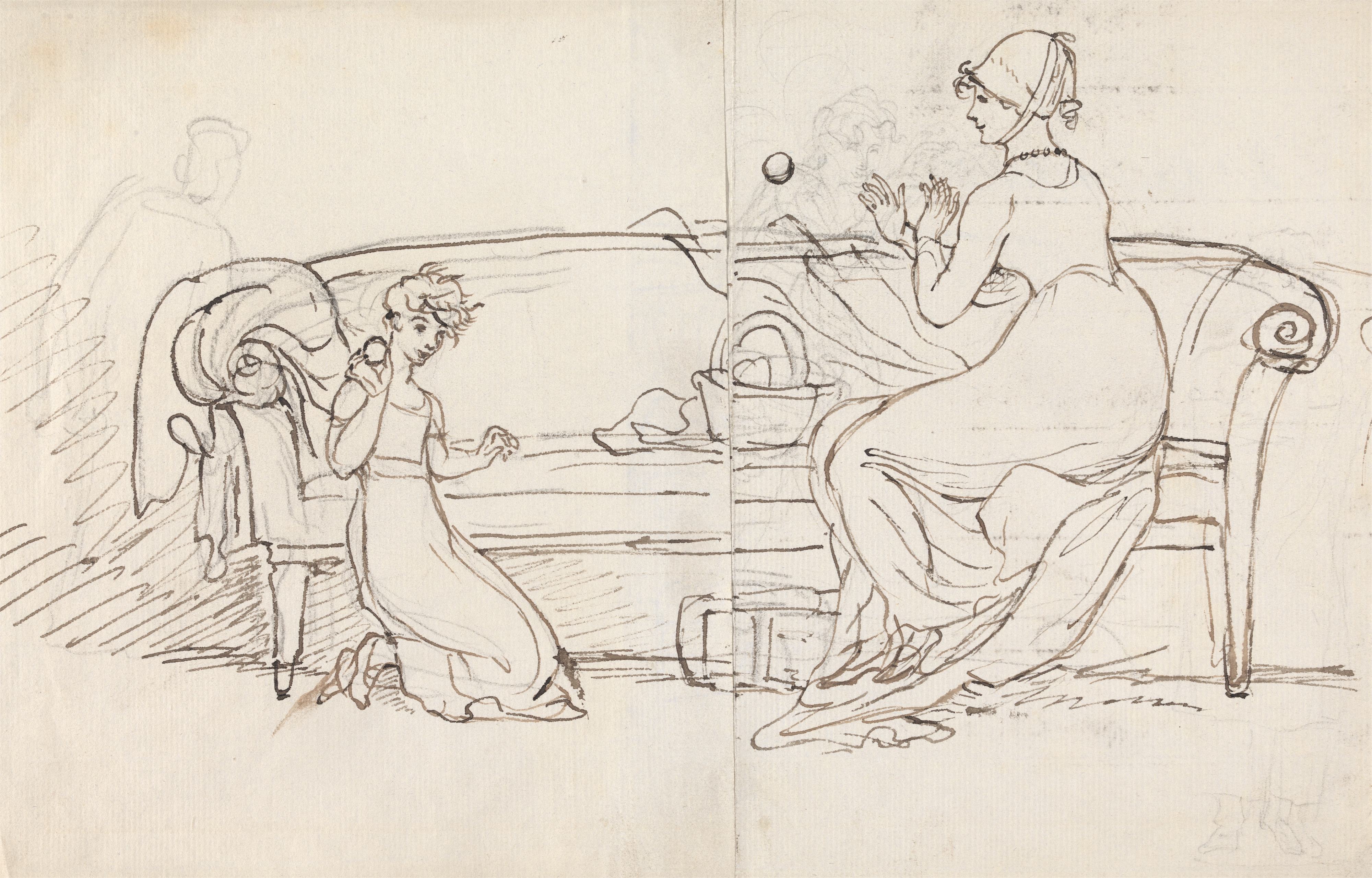 《韦斯特夫人和女儿玩接球游戏》（Mrs. West and Daughter Playing Catch）｜本杰明·韦斯特 Benjamin West｜不明