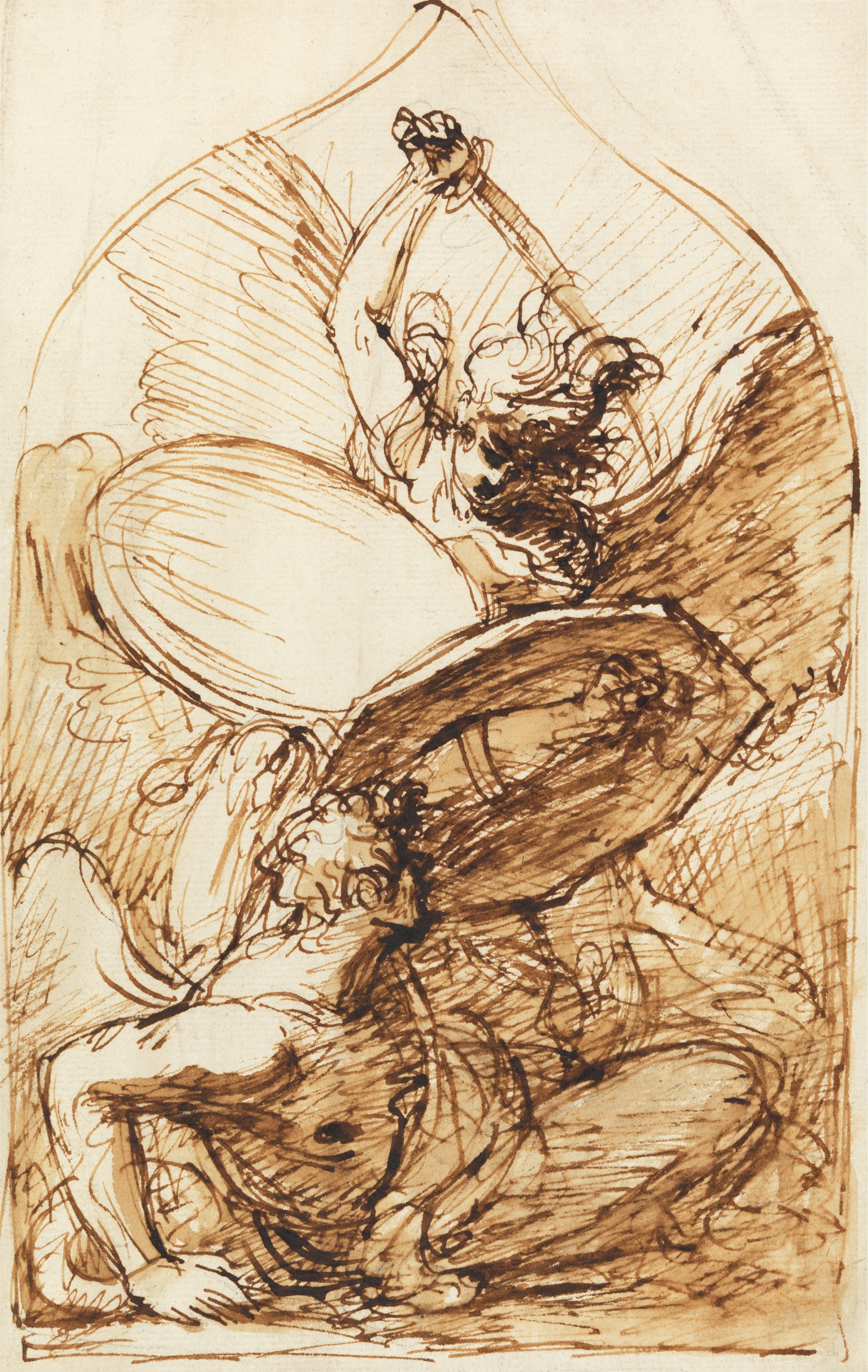 《圣米迦勒和路西法》（St. Michael and Lucifer）｜本杰明·韦斯特 Benjamin West｜不明