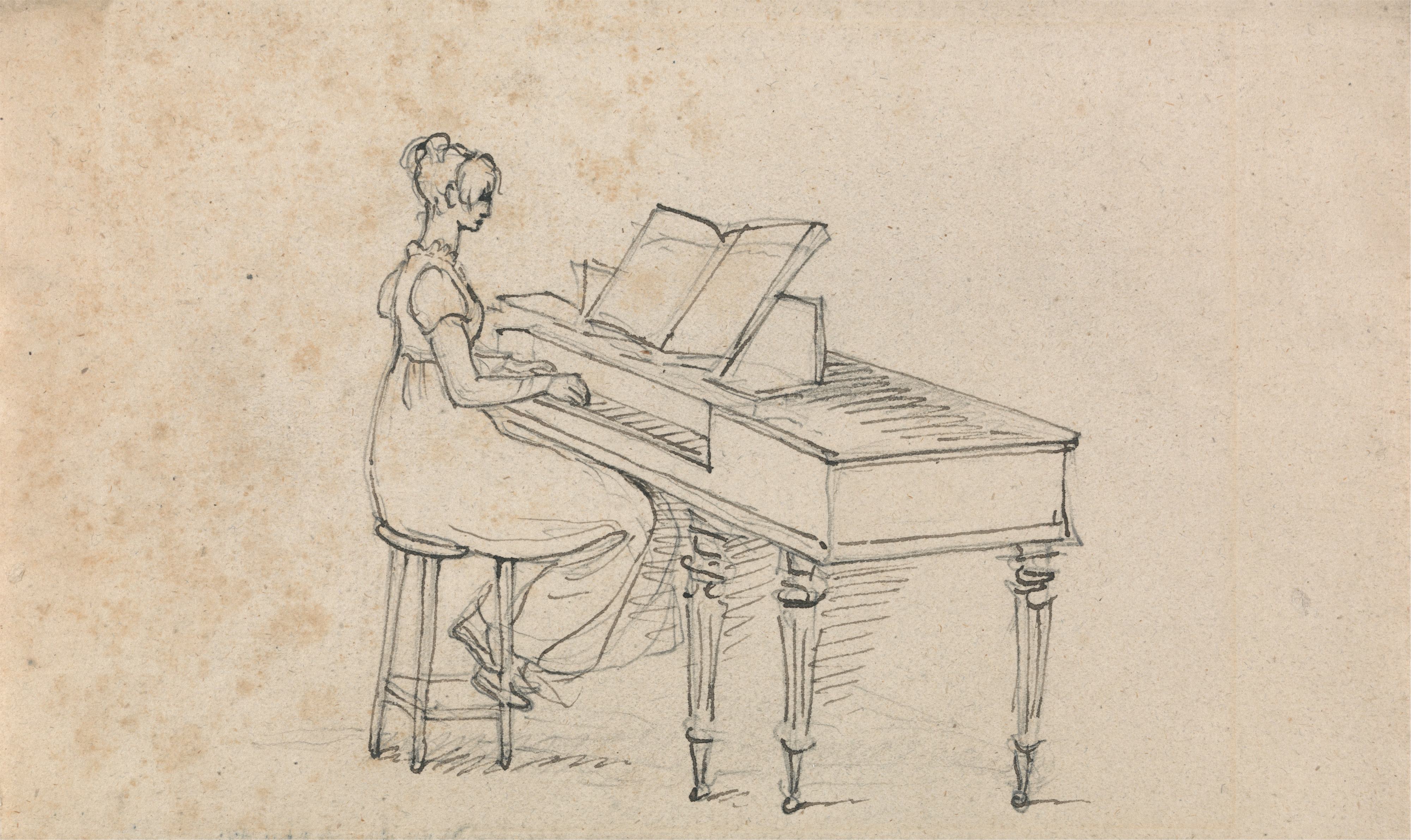 《广场钢琴前的女人》（Woman at a Square Piano）｜本杰明·韦斯特 Benjamin West｜不明
