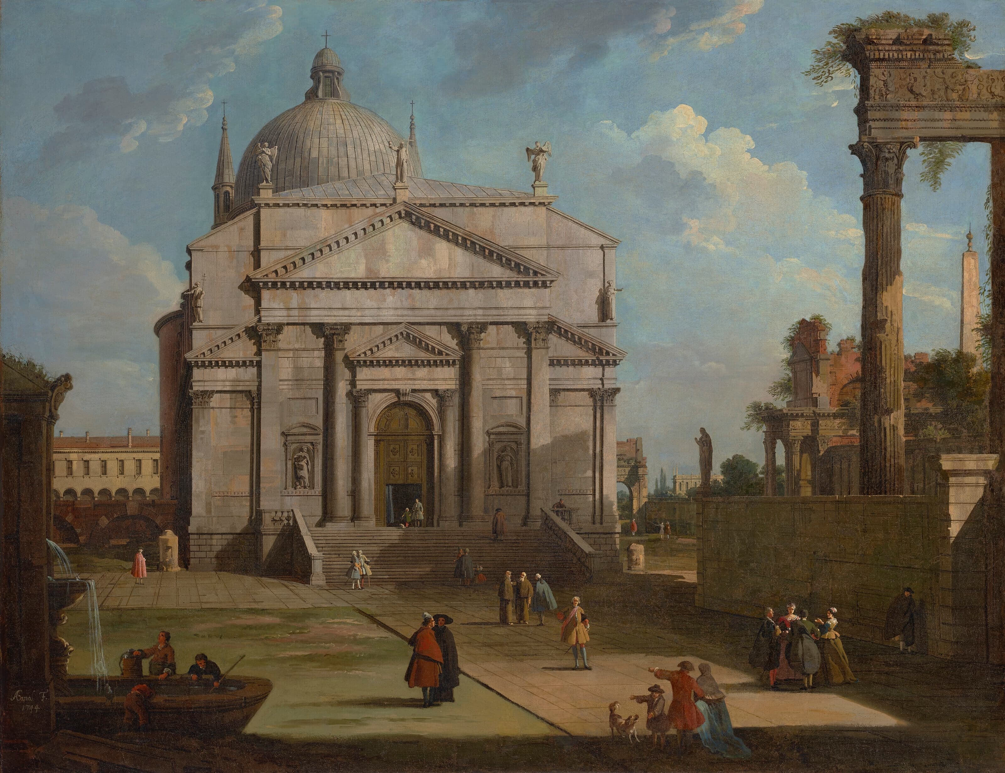 《带有救世主教堂的随想曲》（A Capriccio with the Church of the Redentore）｜卡纳莱托 Canaletto｜1744