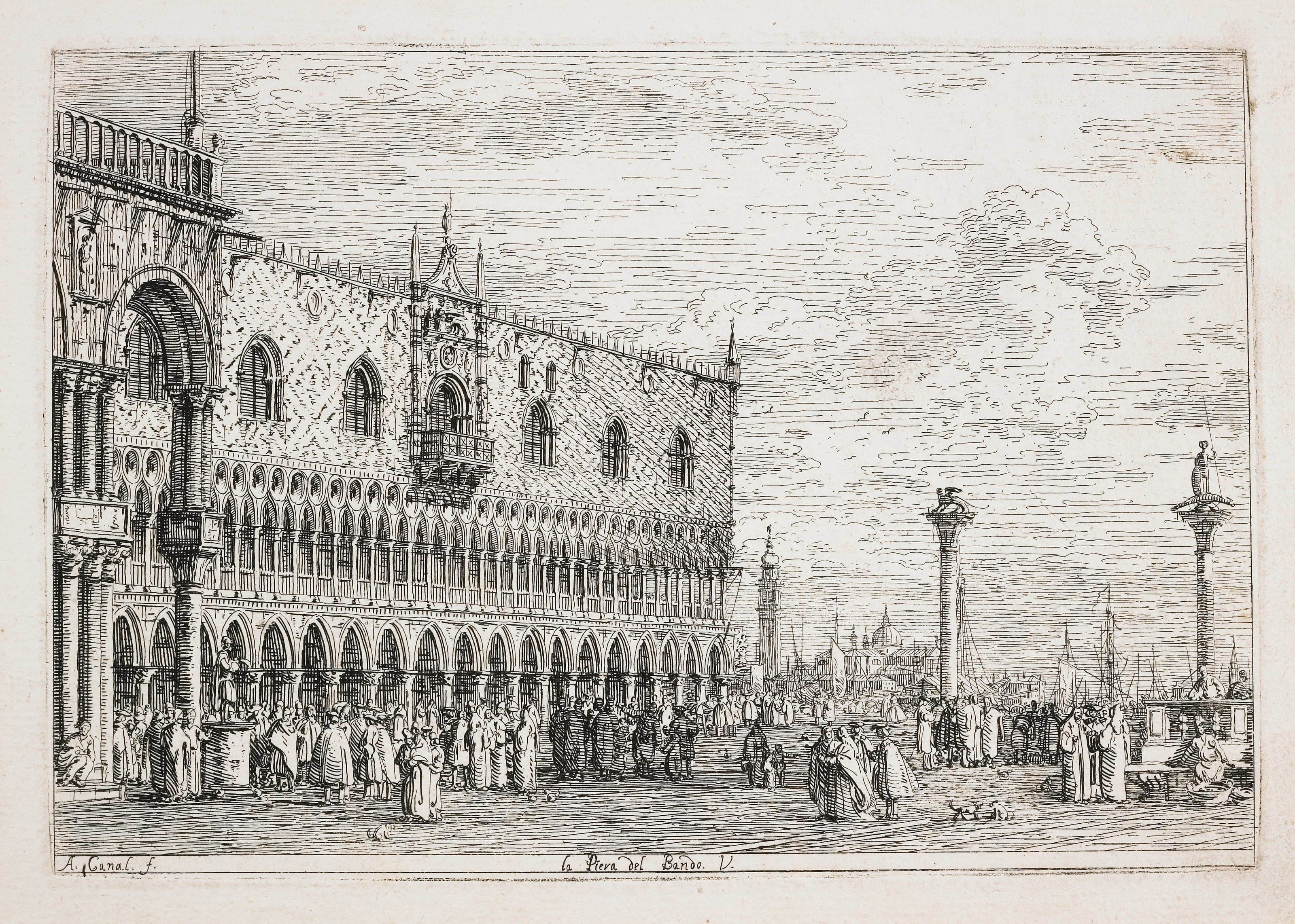 《威尼斯宣告石》（La Piera del Bando (The Proclamation Stone), Venice）｜卡纳莱托 Canaletto｜1740–1745