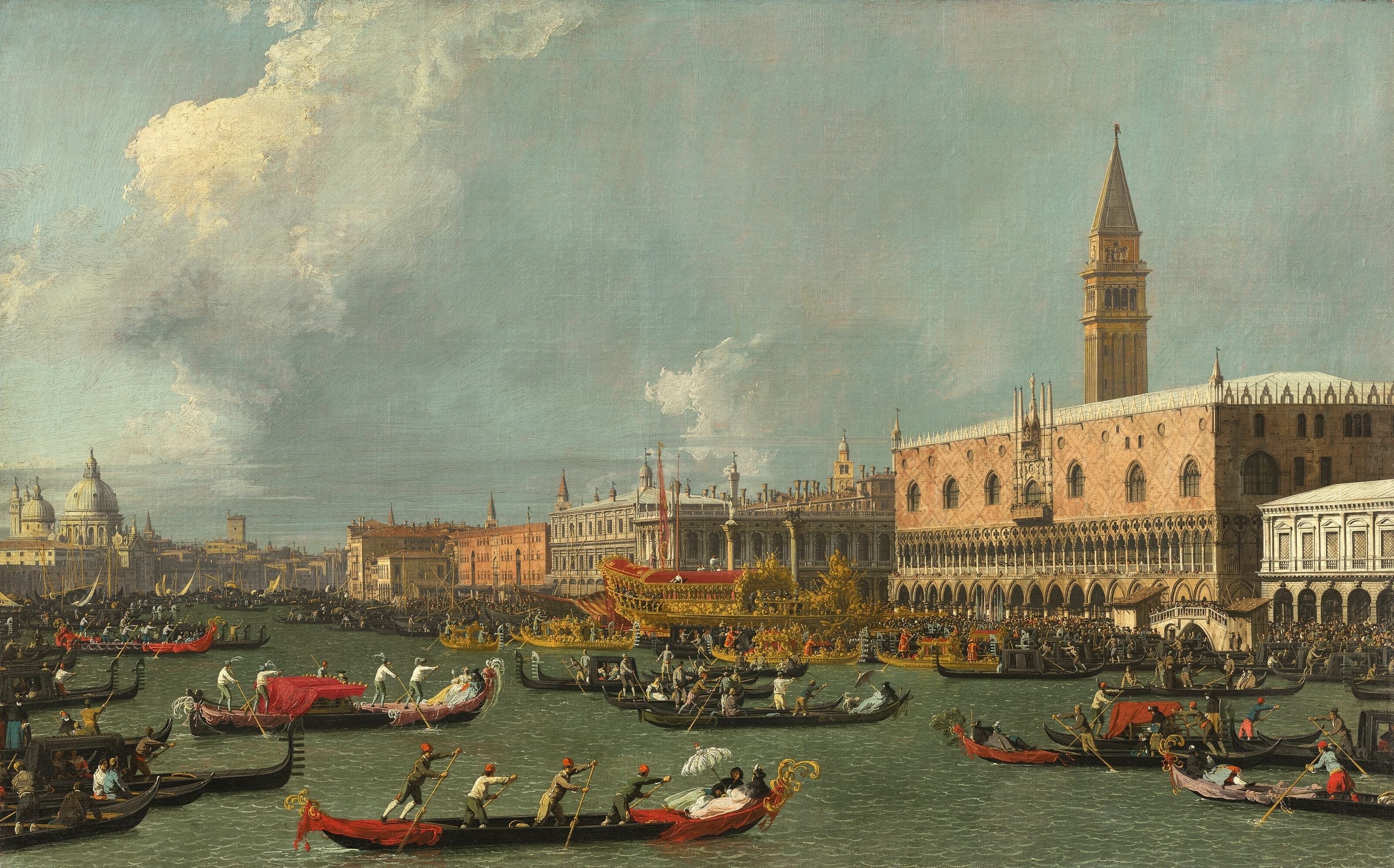 《耶稣升天节布钦托罗号返回威尼斯》（Venice the Return of the Bucintoro on Ascension Day）｜卡纳莱托 Canaletto｜不明