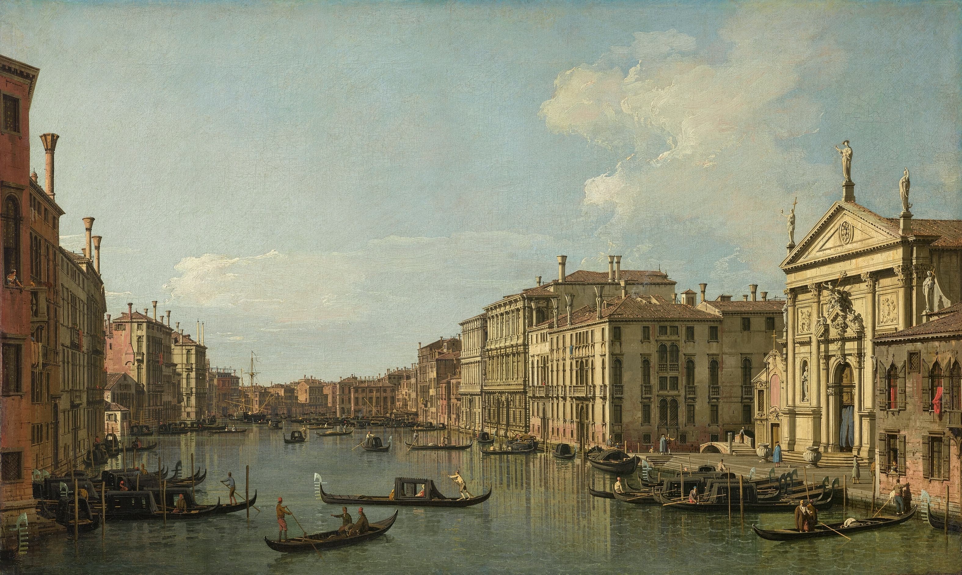 《从圣斯塔埃向东南眺望大运河与里亚托新商馆》（The Grand Canal Venice Looking South East from San Stae to the Fabbriche Nuove di Rialto）｜卡纳莱托 Canaletto｜不明