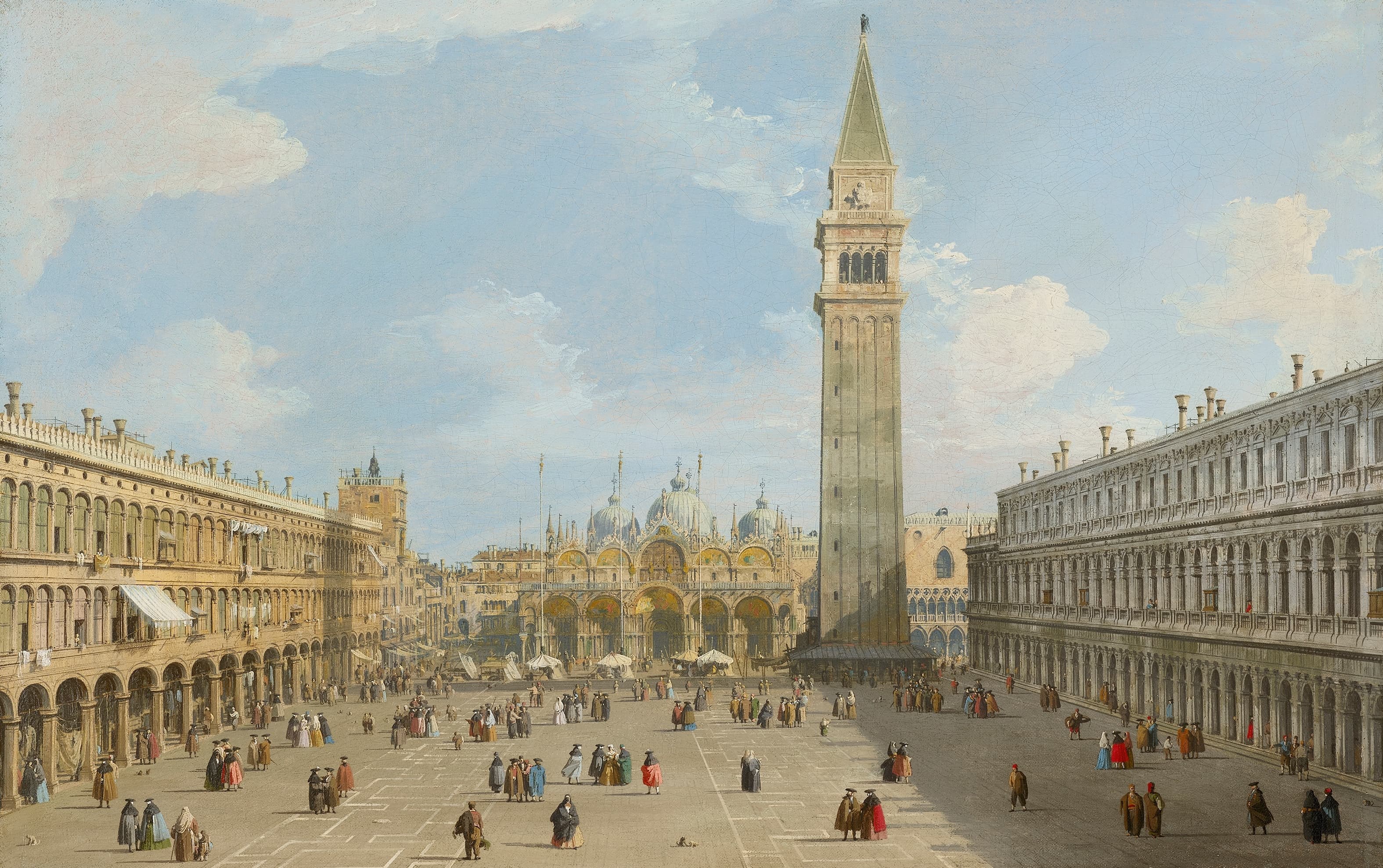 《向东眺望圣马可广场与圣马可大教堂》（The Piazza San Marco Venice Looking East towards the Basilica）｜卡纳莱托 Canaletto｜不明