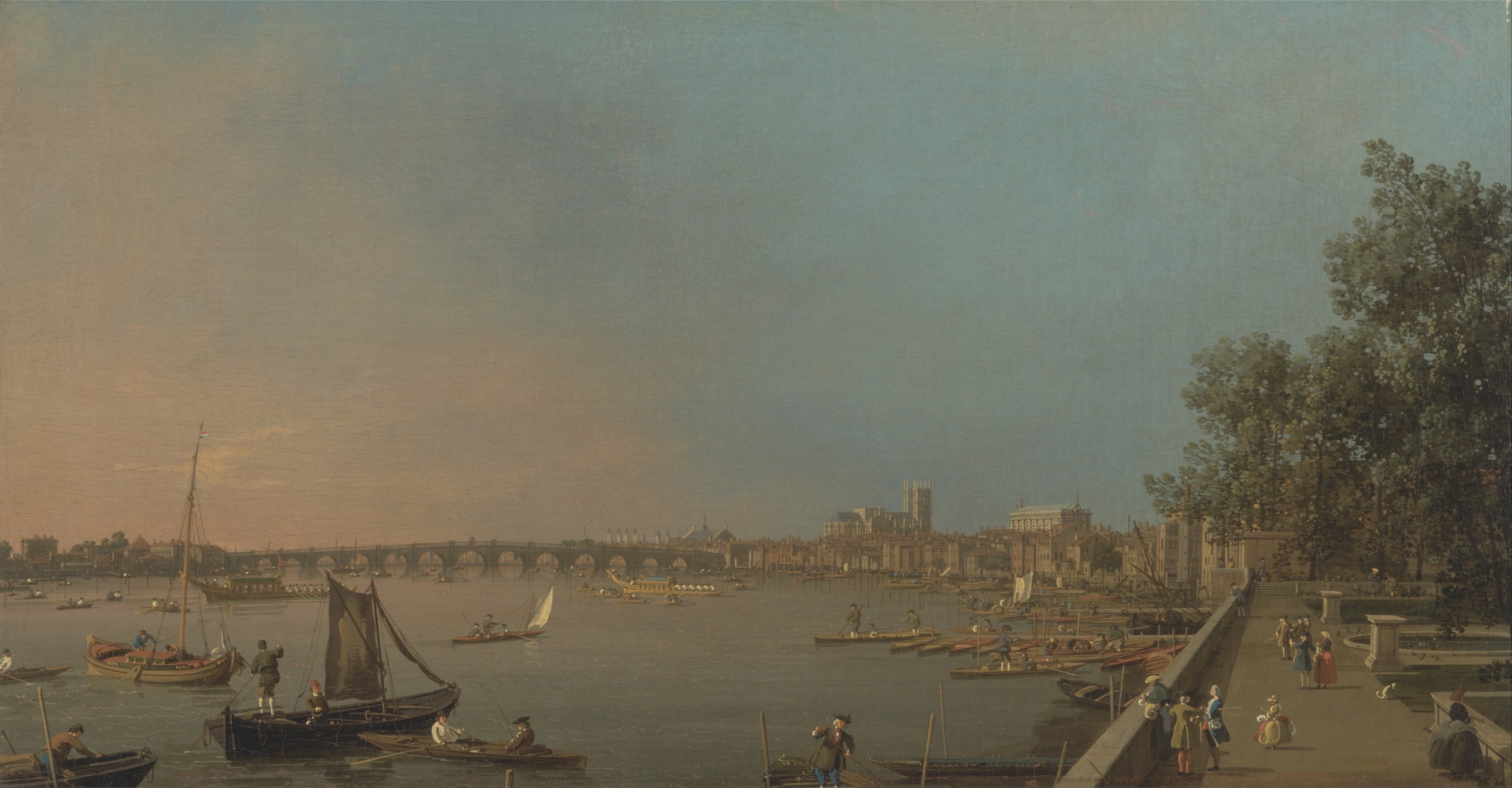 《从萨默塞特宫露台眺望泰晤士河与威斯敏斯特》（The Thames from the Terrace of Somerset House Looking toward Westminster）｜卡纳莱托 Canaletto｜不明