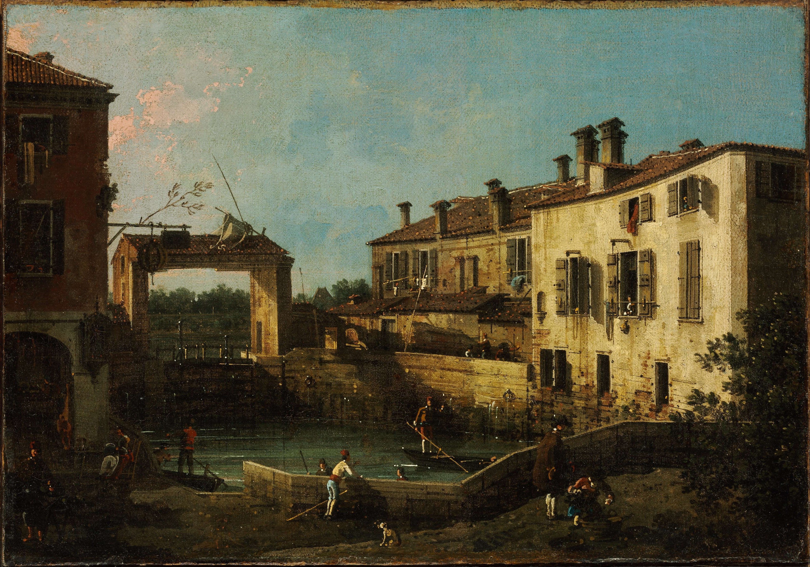 《多洛附近的水闸》（Lock near Dolo）｜卡纳莱托 Canaletto｜不明