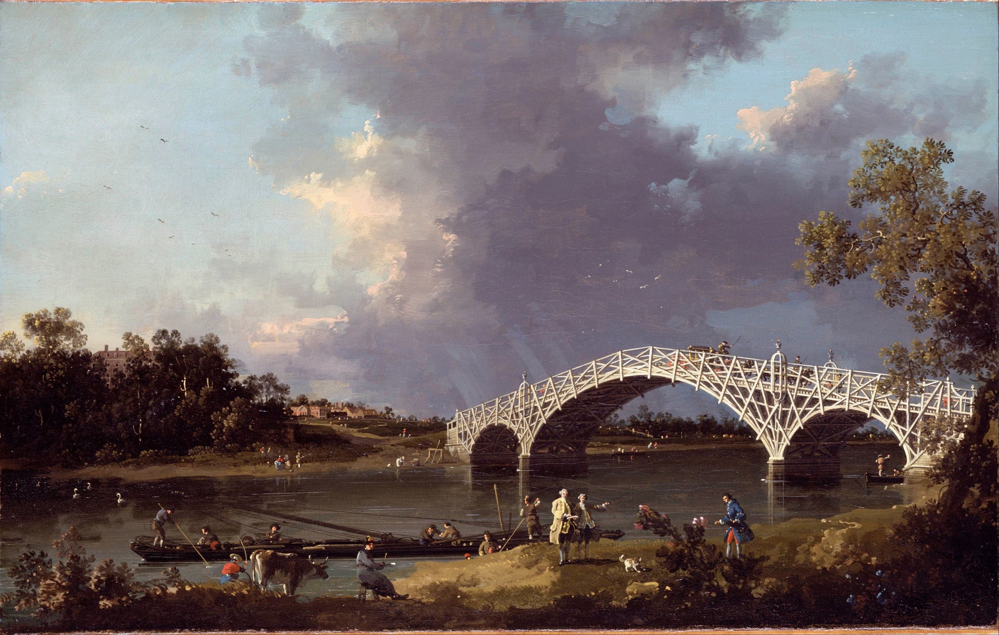 《沃尔顿桥景观》（A View of Walton Bridge）｜卡纳莱托 Canaletto｜不明