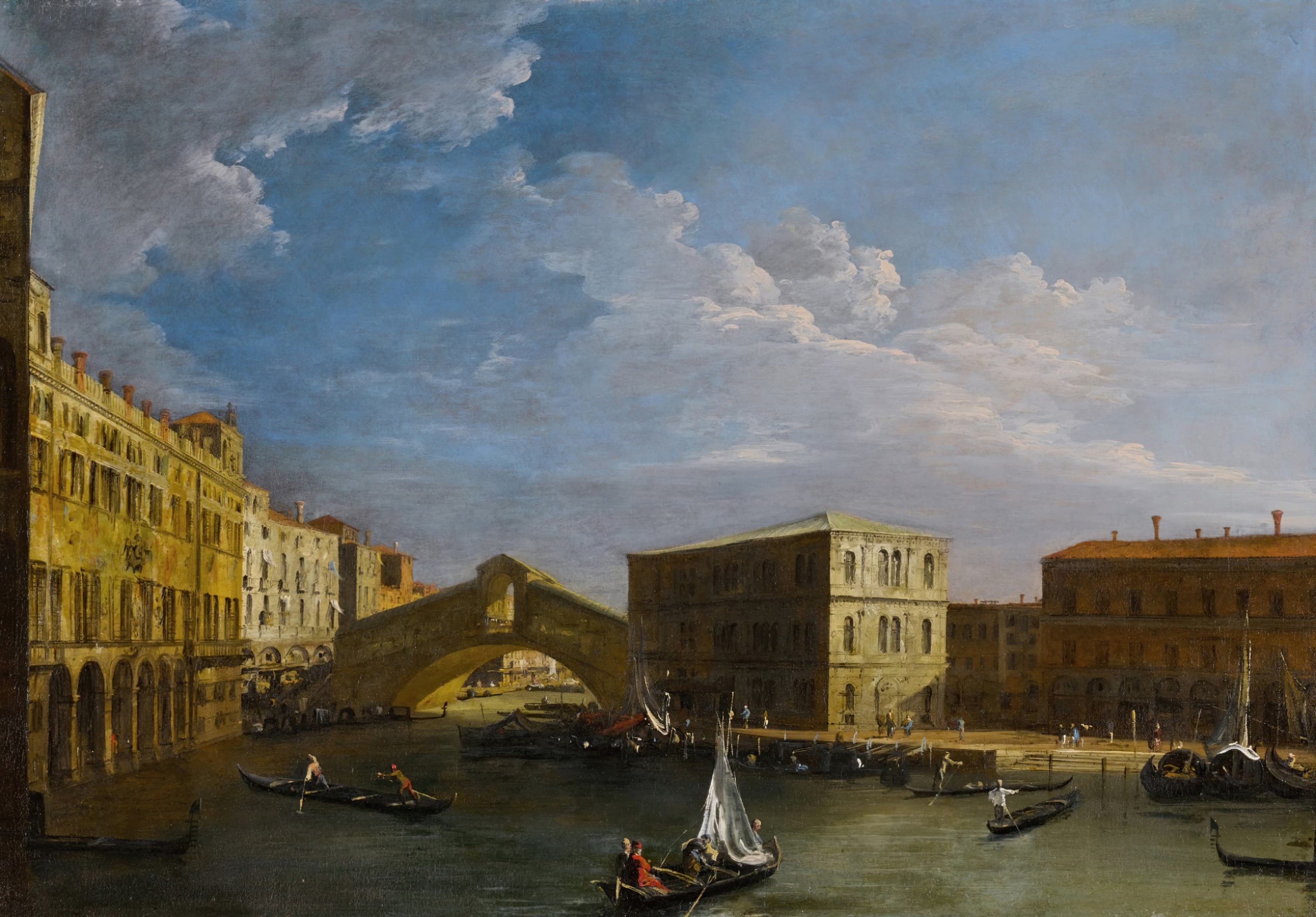 《从北面眺望威尼斯大运河与里亚托桥》（Venice a View of the Grand Canal and the Rialto Bridge from the North）｜卡纳莱托 Canaletto｜不明