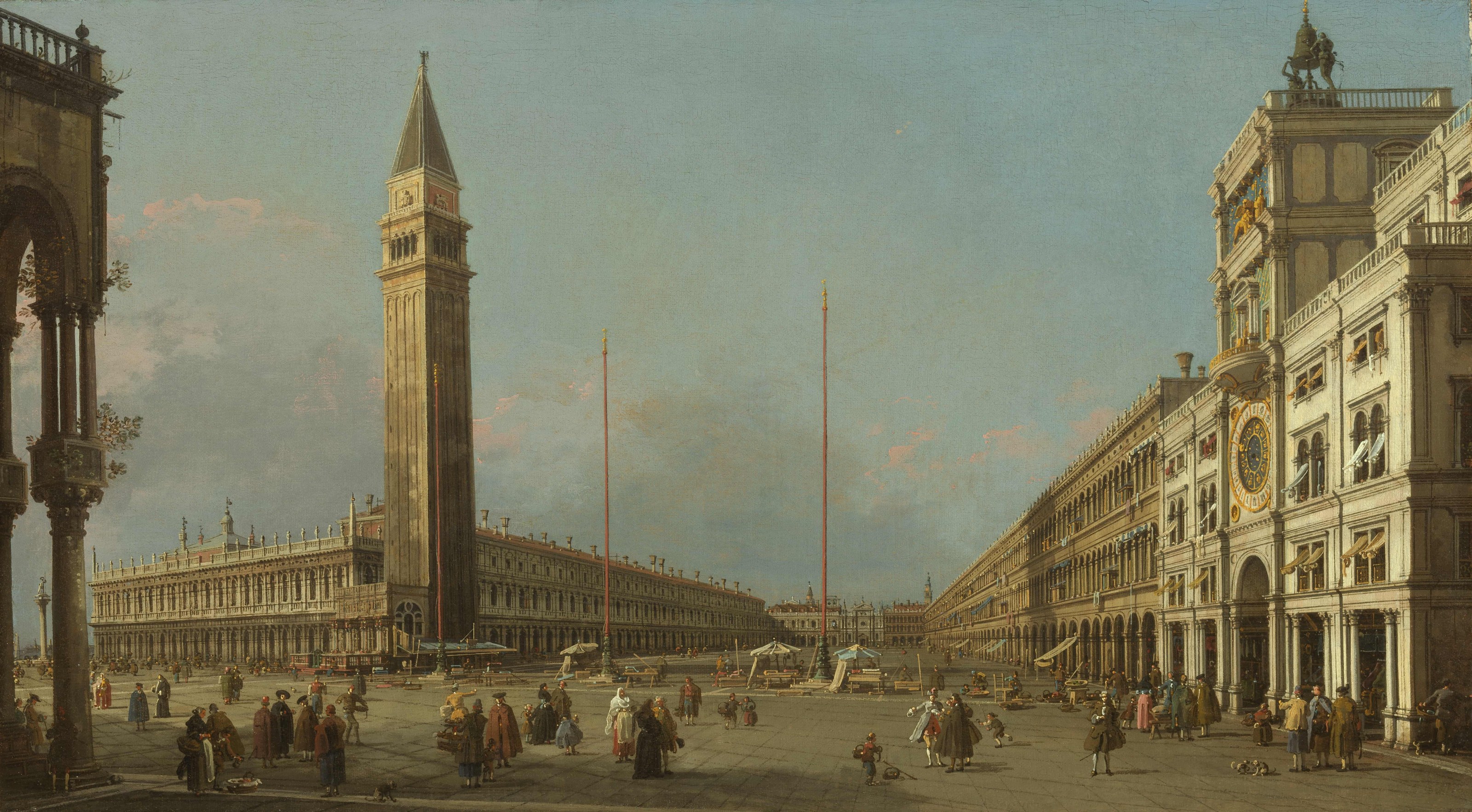 《向南与向西眺望圣马可广场》（Piazza San Marco Looking South and West）｜卡纳莱托 Canaletto｜1763