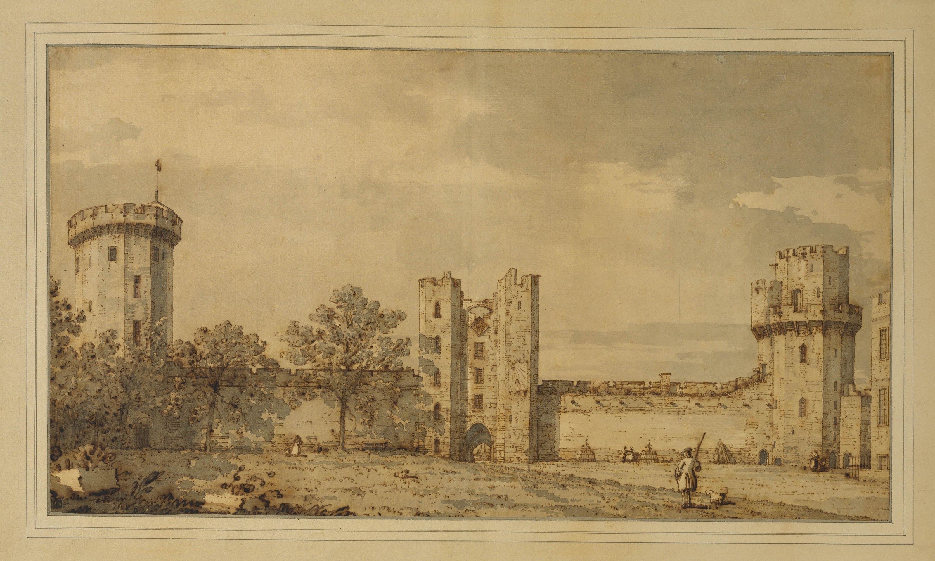 《从庭院眺望沃里克城堡东立面》（Warwick Castle the East Front from the Courtyard）｜卡纳莱托 Canaletto｜1748