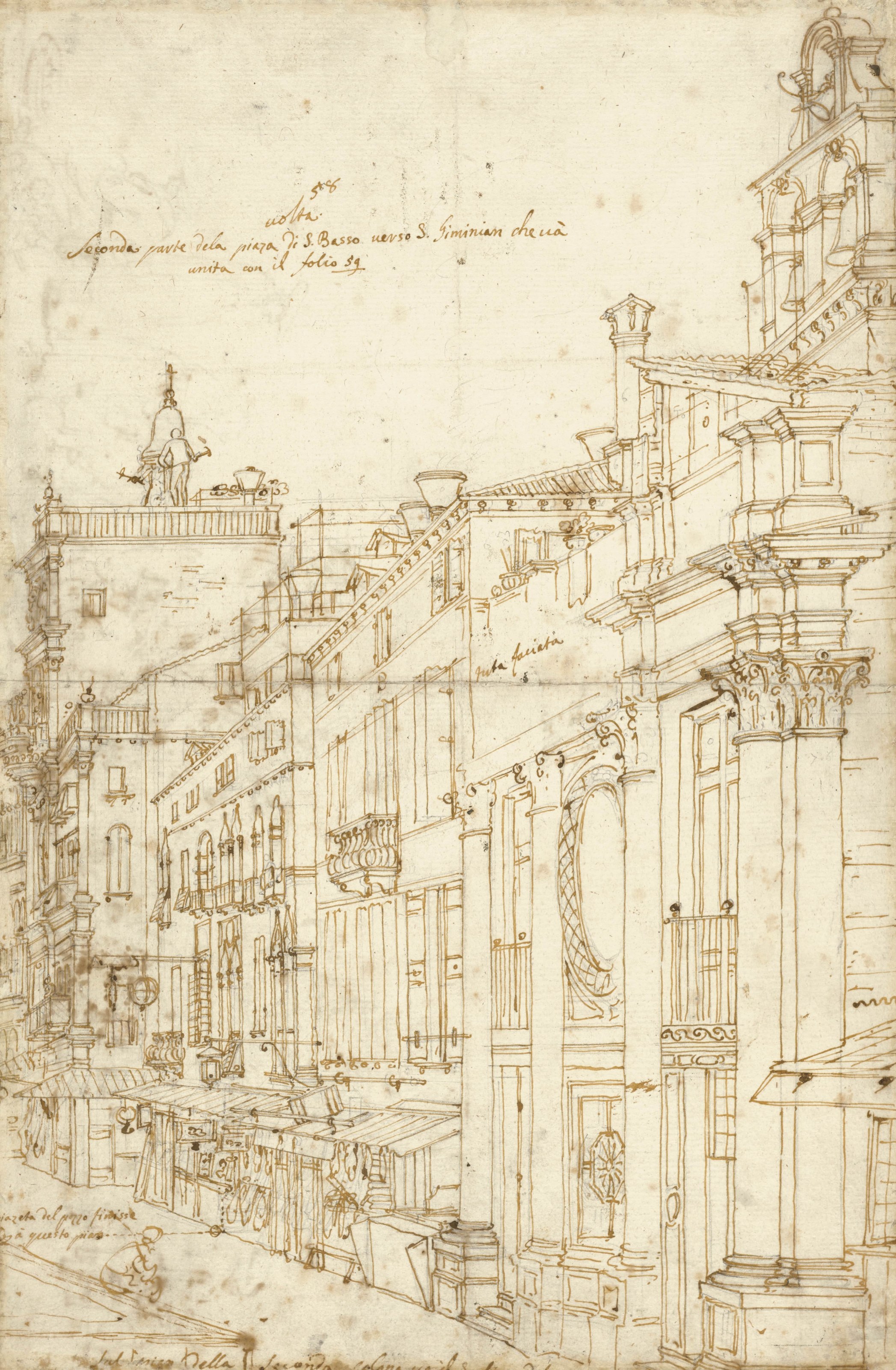 《圣巴索广场北侧与教堂》（The Campo S Basso the North Side with the Church）｜卡纳莱托 Canaletto｜1740