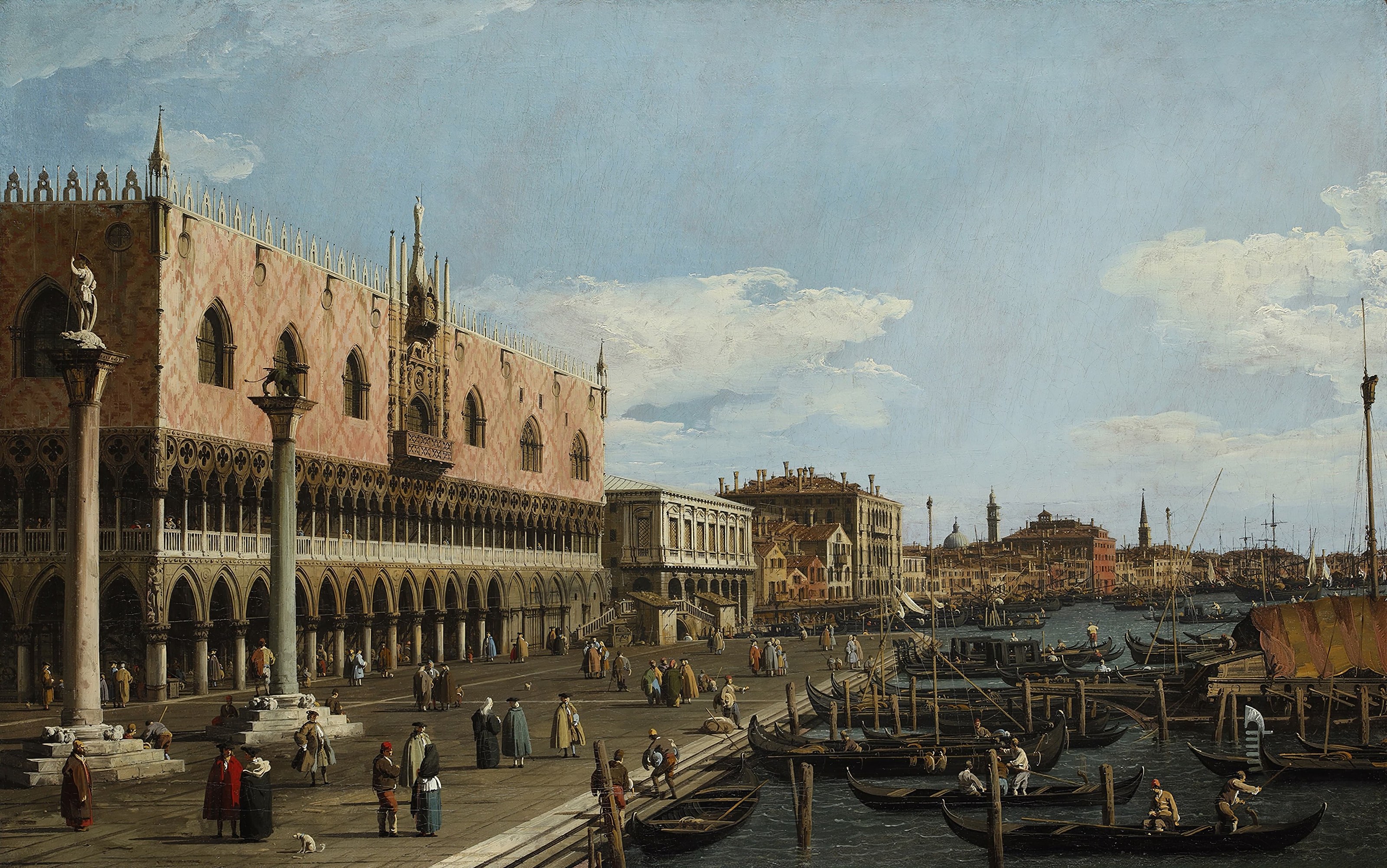 《威尼斯斯拉夫人堤岸》（Venice the Riva Degli Schiavoni）｜卡纳莱托 Canaletto｜约1740–1745