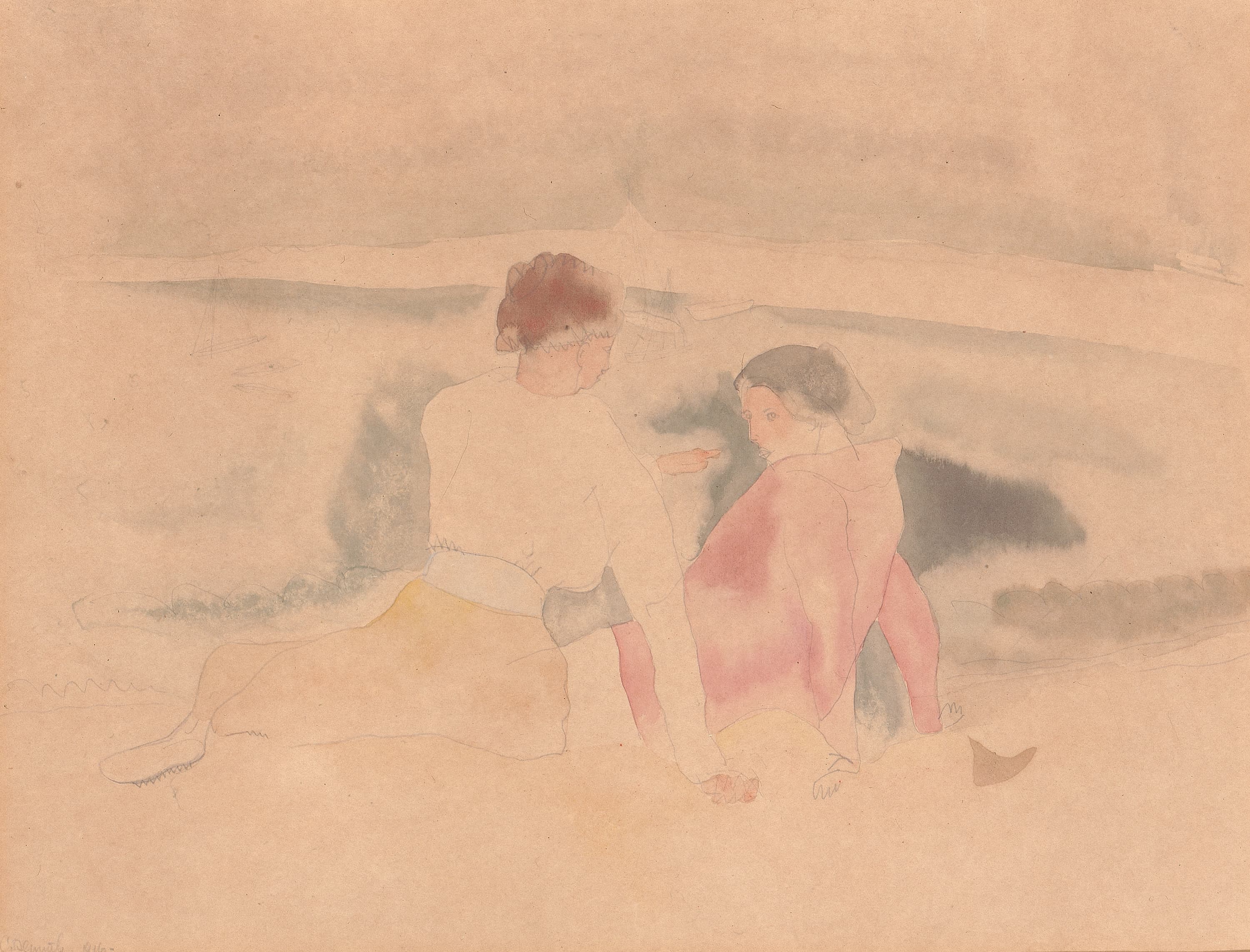 《无题 两个女人和船》（Untitled Two Women and Boats）｜查尔斯·德穆斯 Charles Demuth｜1916