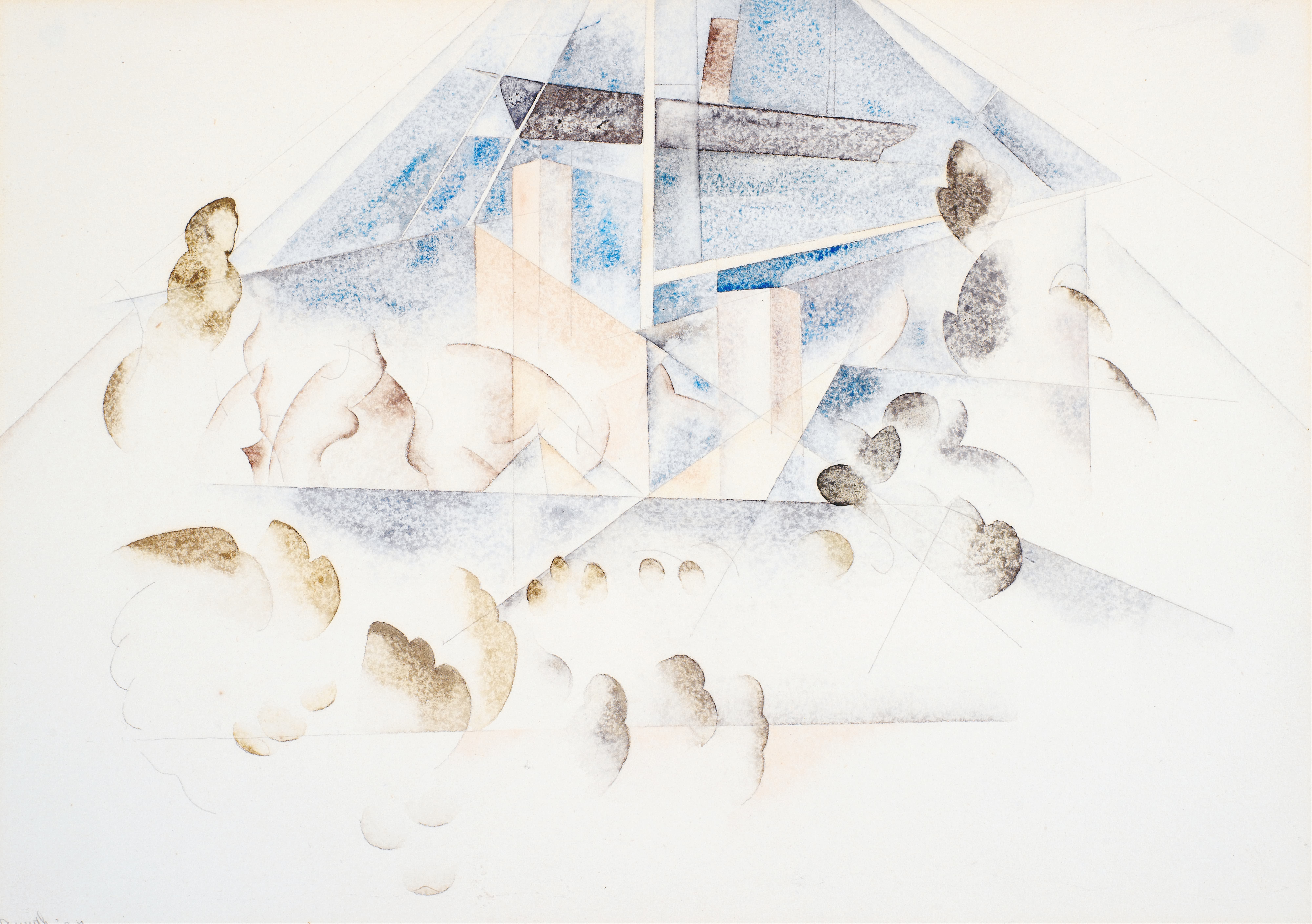 《百慕大：桅杆与树叶》（Bermuda: Masts and Foliage）｜查尔斯·德穆斯 Charles Demuth｜1917