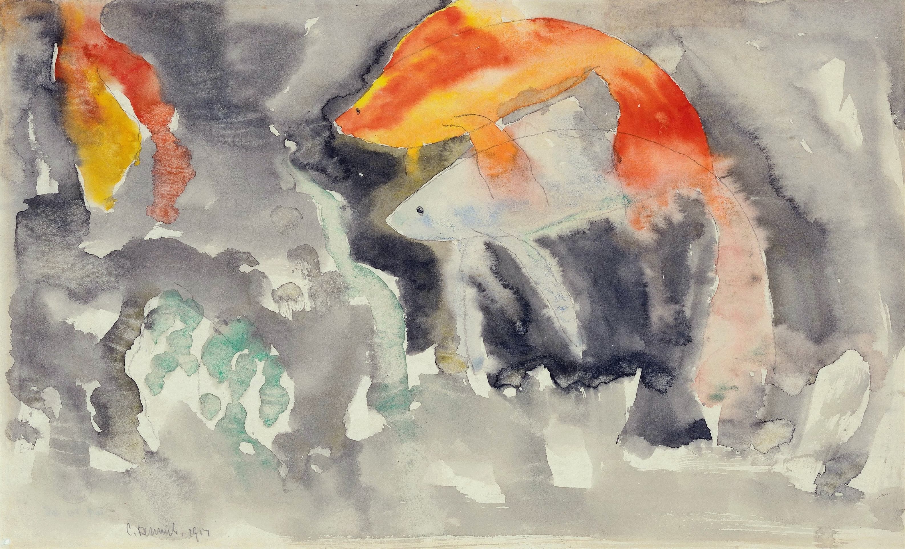 《鱼系列5号》（Fish Series No 5）｜查尔斯·德穆斯 Charles Demuth｜1917