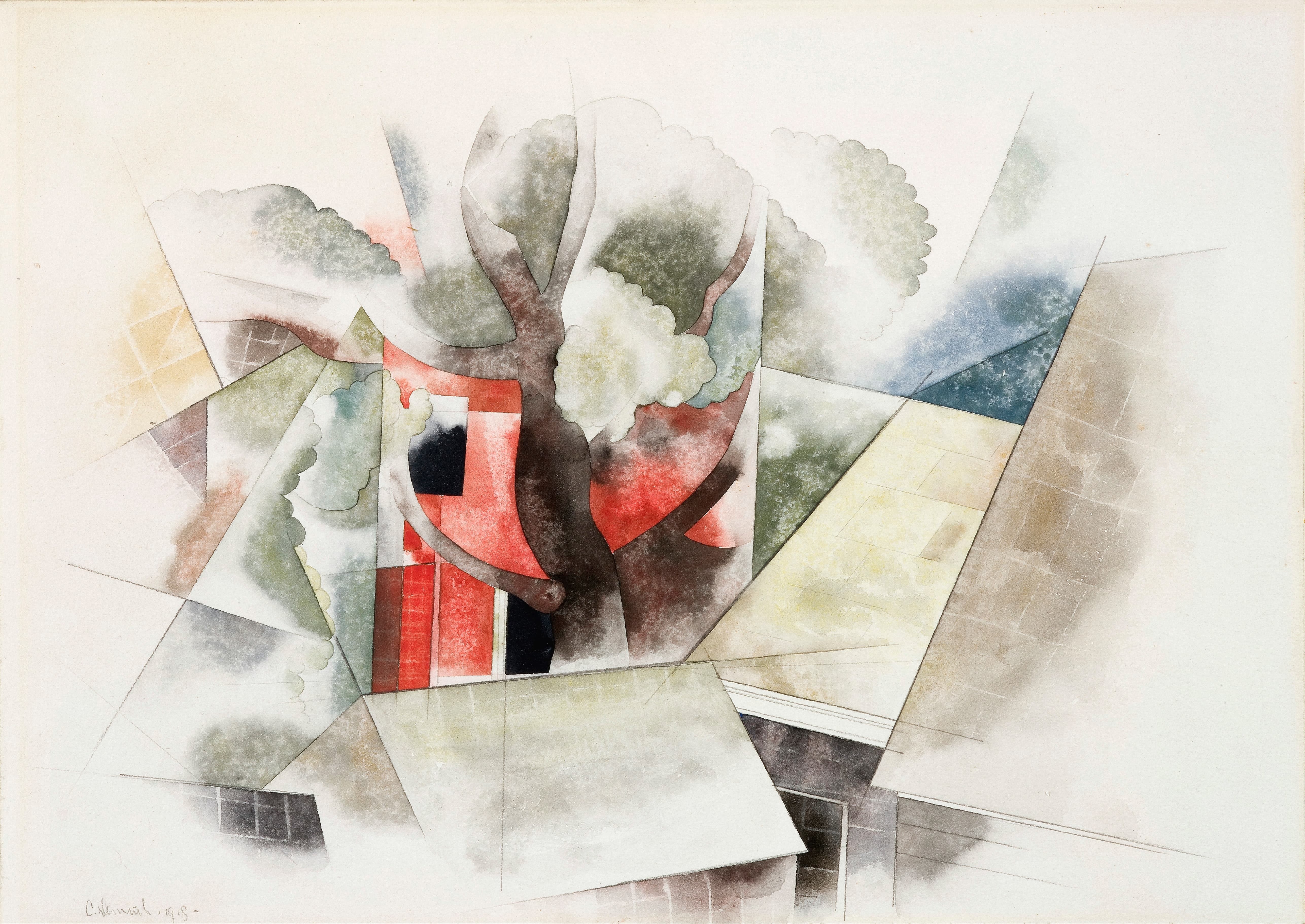 《屋顶和幻想》（Rooftops and Fantasy）｜查尔斯·德穆斯 Charles Demuth｜1918