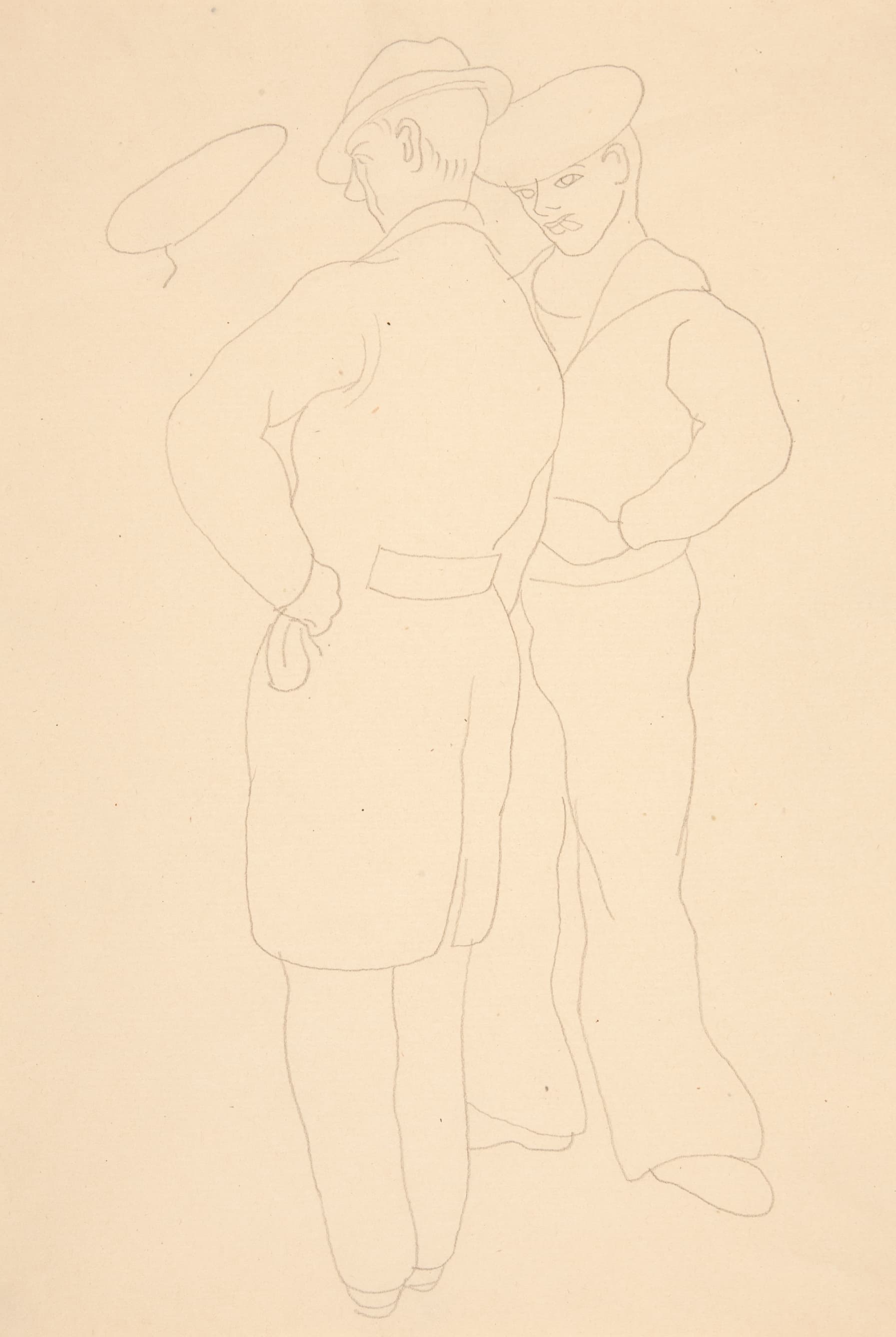 《那条街上有水手研究水彩画的男人》（Man with Sailor Study for Watercolor Titled on That Street）｜查尔斯·德穆斯 Charles Demuth｜1932