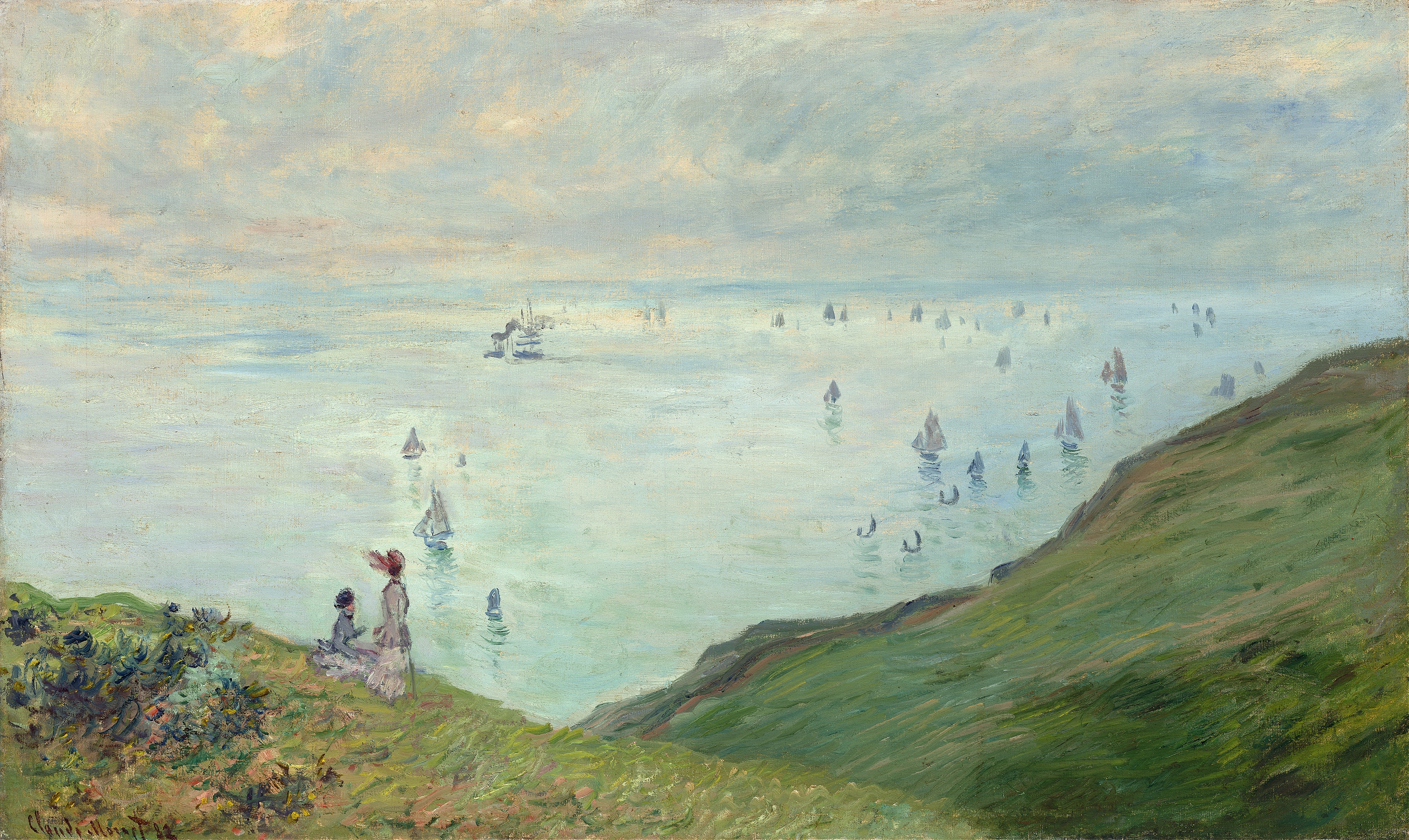 《普维尔悬崖》（Cliffs at Pourville）｜克劳德·莫奈 Claude Monet｜1882