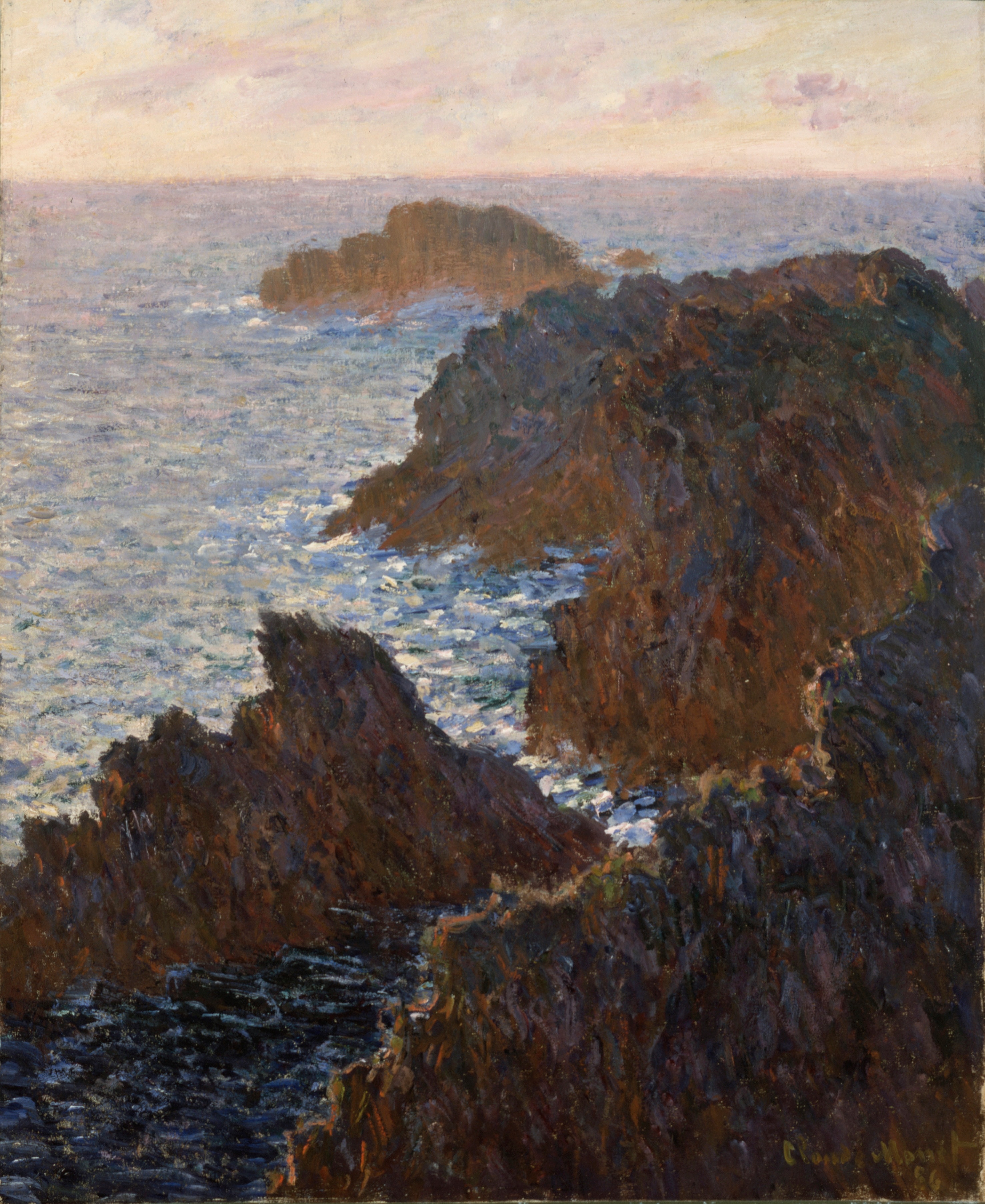 《多莫瓦港贝尔岛的岩石》（Rocks at Belle-Isle, Port-Domois）｜克劳德·莫奈 Claude Monet｜1886