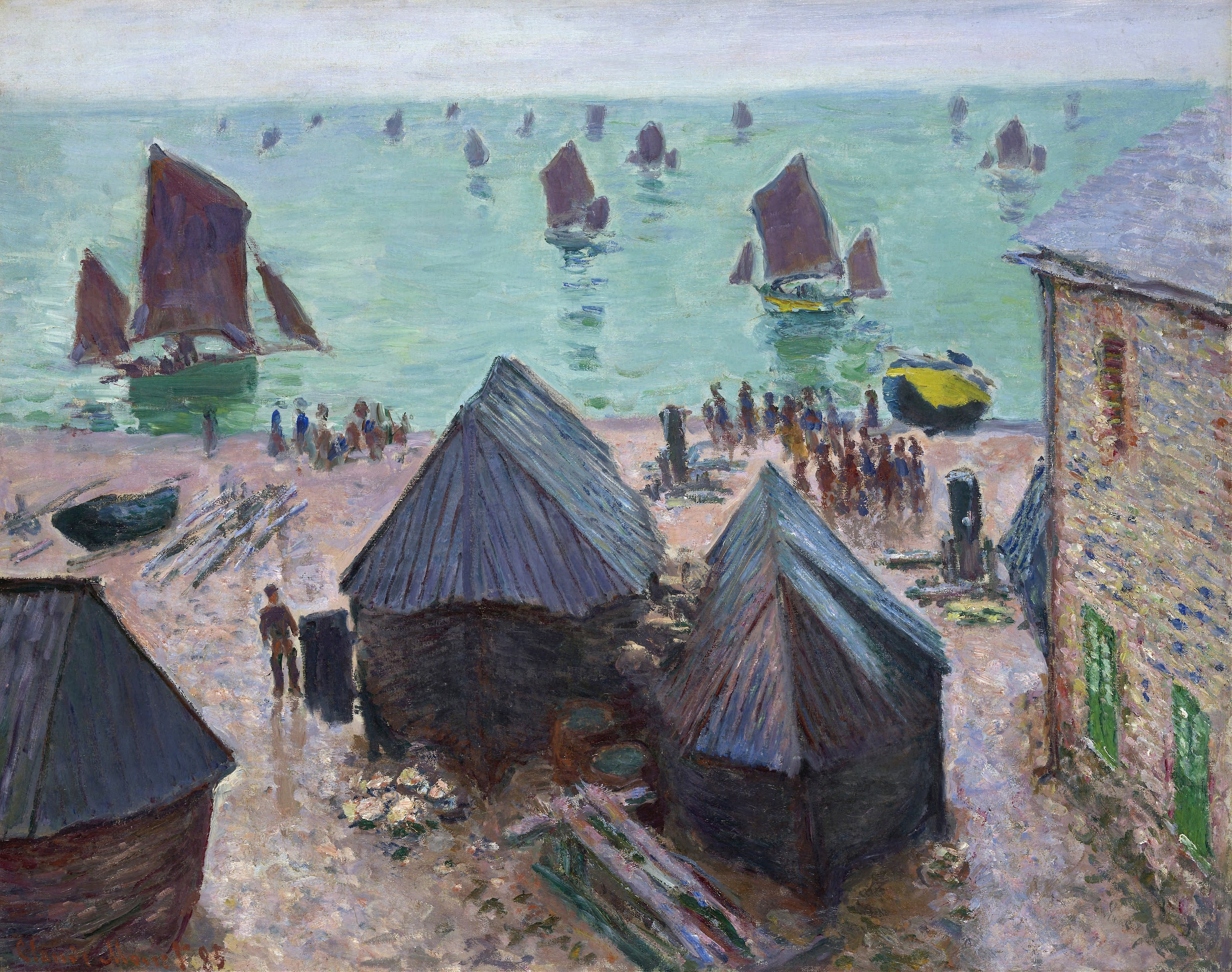 《船的出发，埃特勒塔》（The Departure of the Boats, Étretat）｜克劳德·莫奈 Claude Monet｜1885