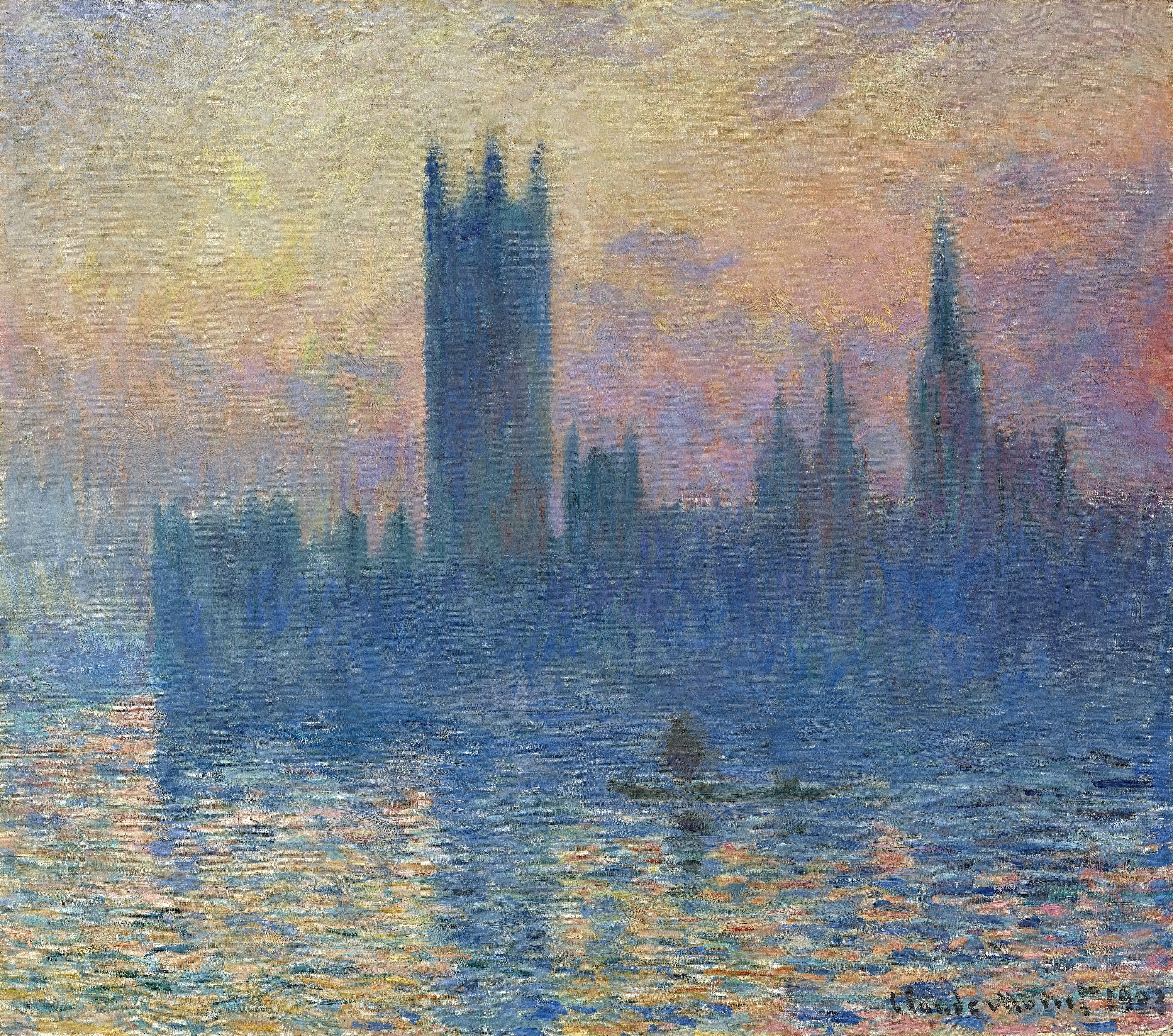 《议会大厦，日落》（The Houses of Parliament,Sunset）｜克劳德·莫奈 Claude Monet｜1903