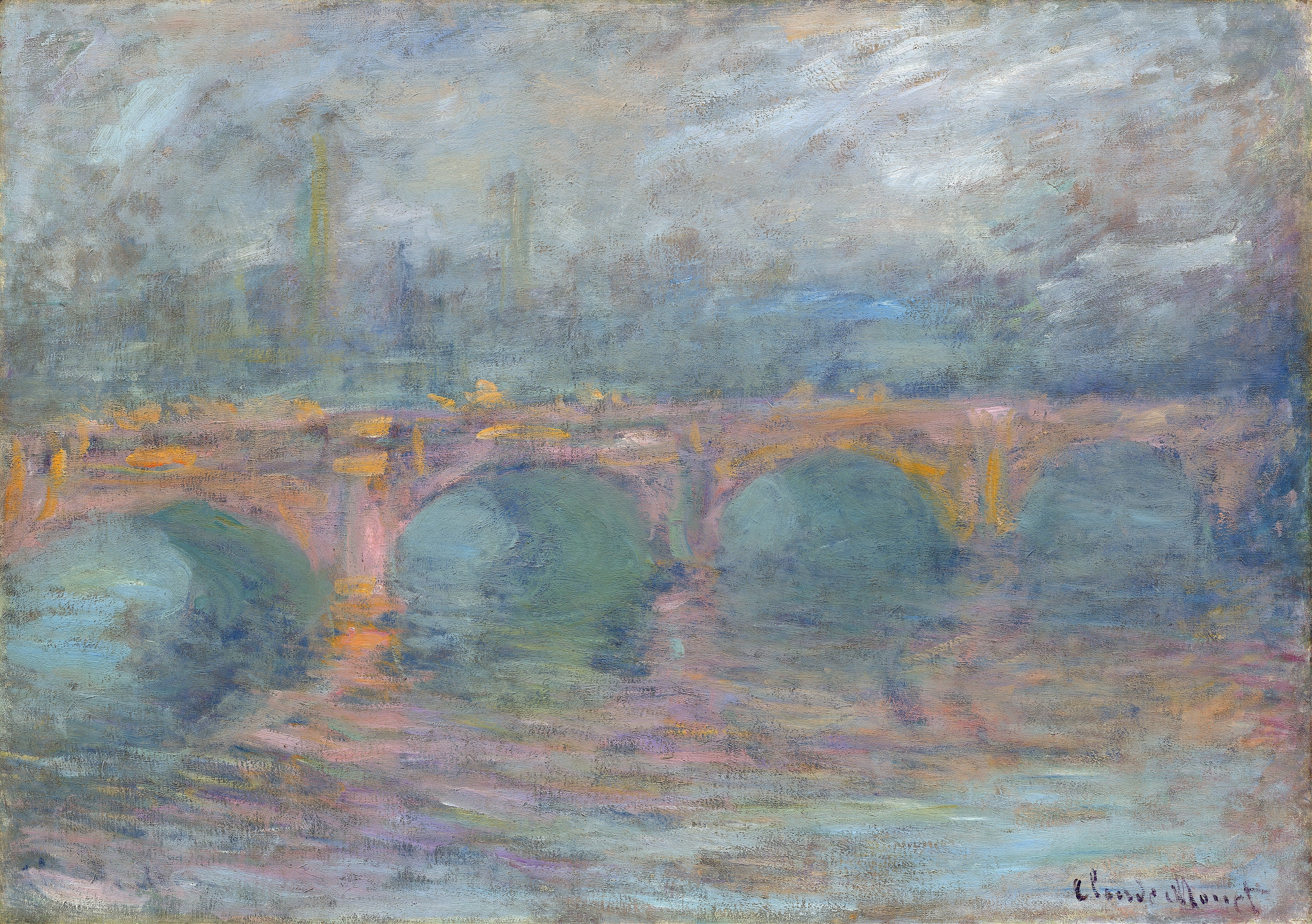 《滑铁卢桥，伦敦日落》（Waterloo Bridge,London at Sunset）｜克劳德·莫奈 Claude Monet｜1904