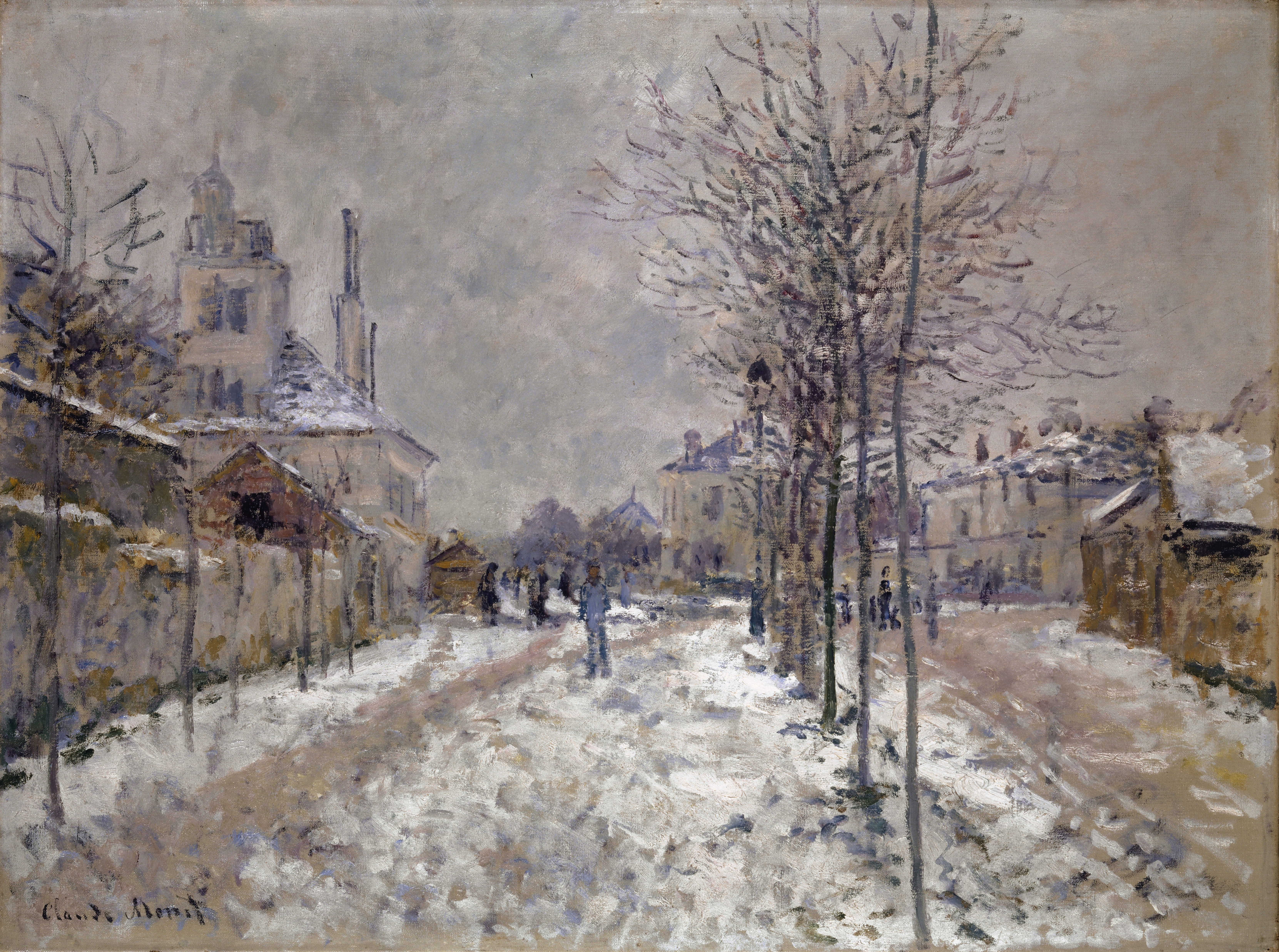 《阿让特伊积雪覆盖的蓬图瓦兹大道》（The Snow-Covered Boulevard De Pontoise In Argenteuil）｜克劳德·莫奈 Claude Monet｜1875