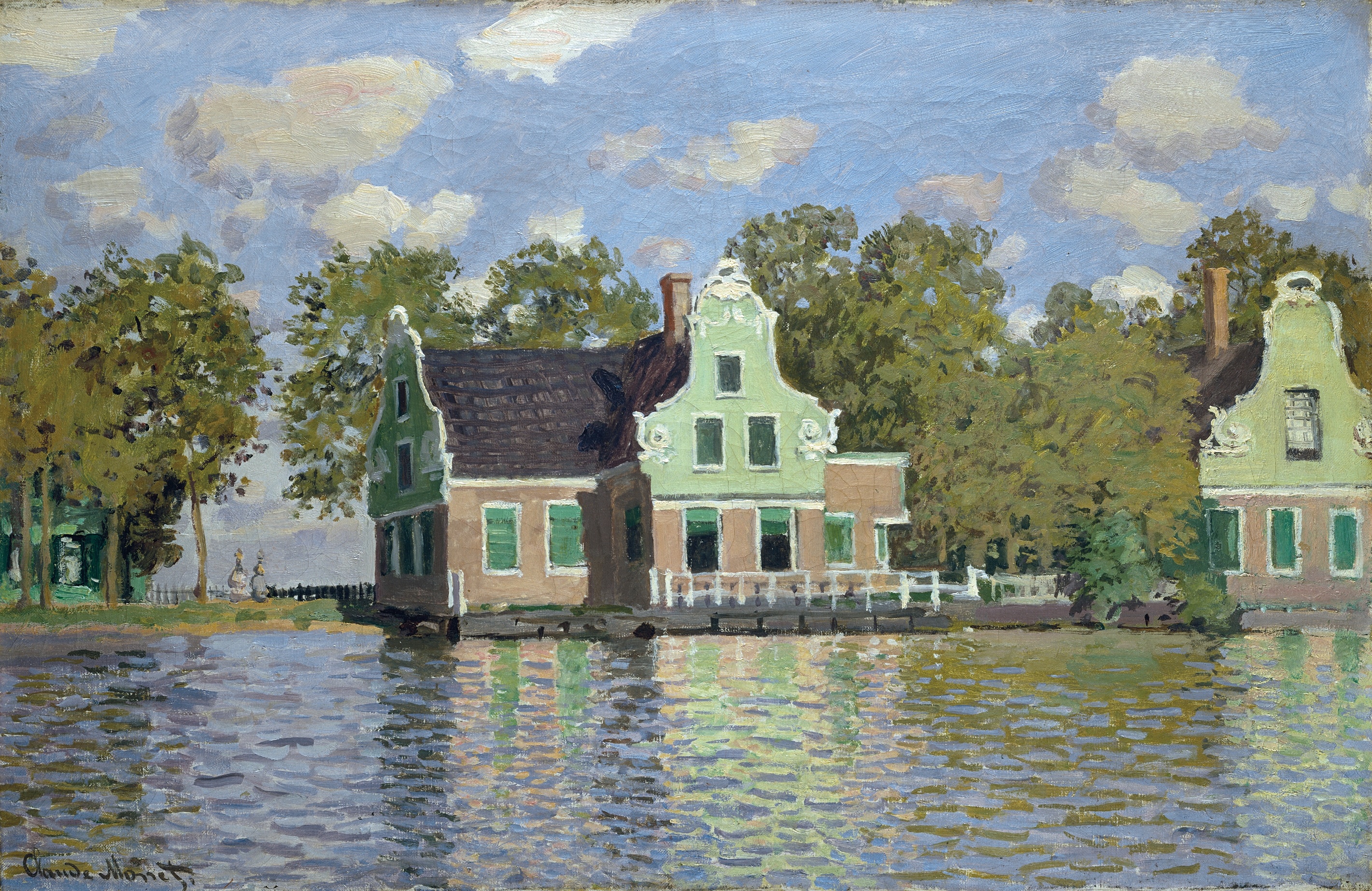 《赞恩河畔的房屋》（Houses by the Bank of the River Zaan）｜克劳德·莫奈 Claude Monet｜1871
