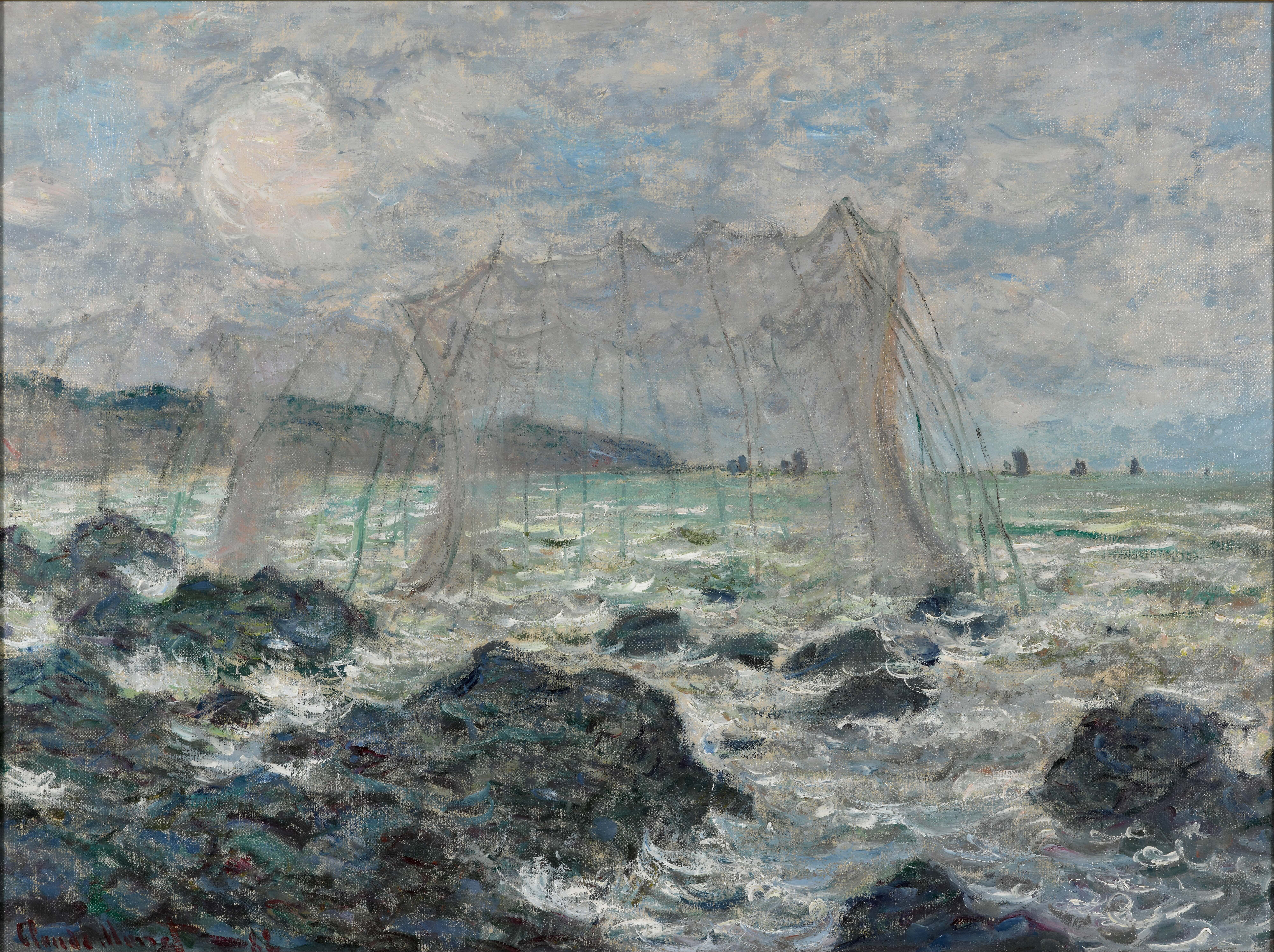 《普尔维尔的渔网》（Fishing nets at Pourville）｜克劳德·莫奈 Claude Monet｜1882