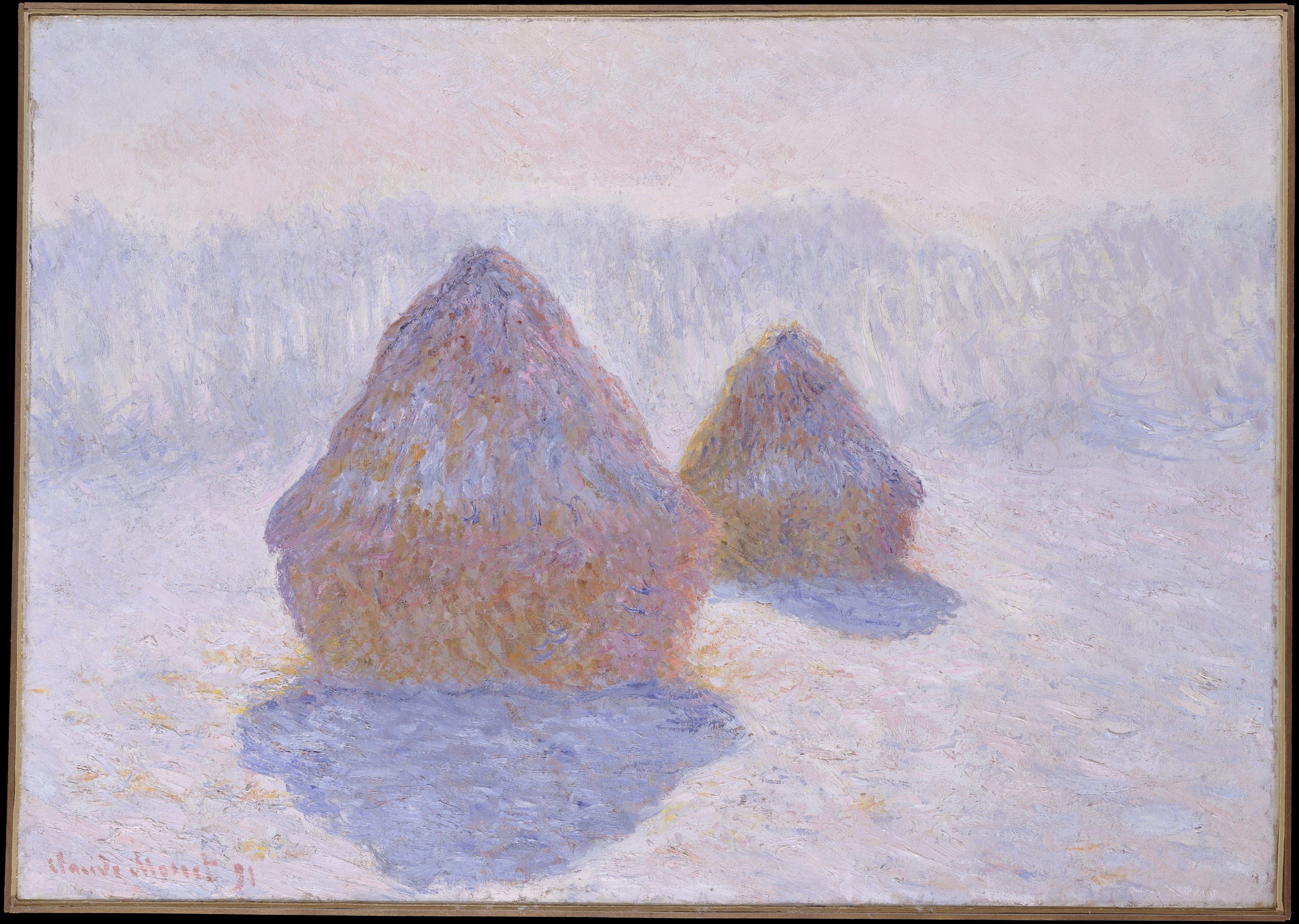 《干草堆（雪和阳光的影响）》（Haystacks (Effect of Snow and Sun)）｜克劳德·莫奈 Claude Monet｜1891